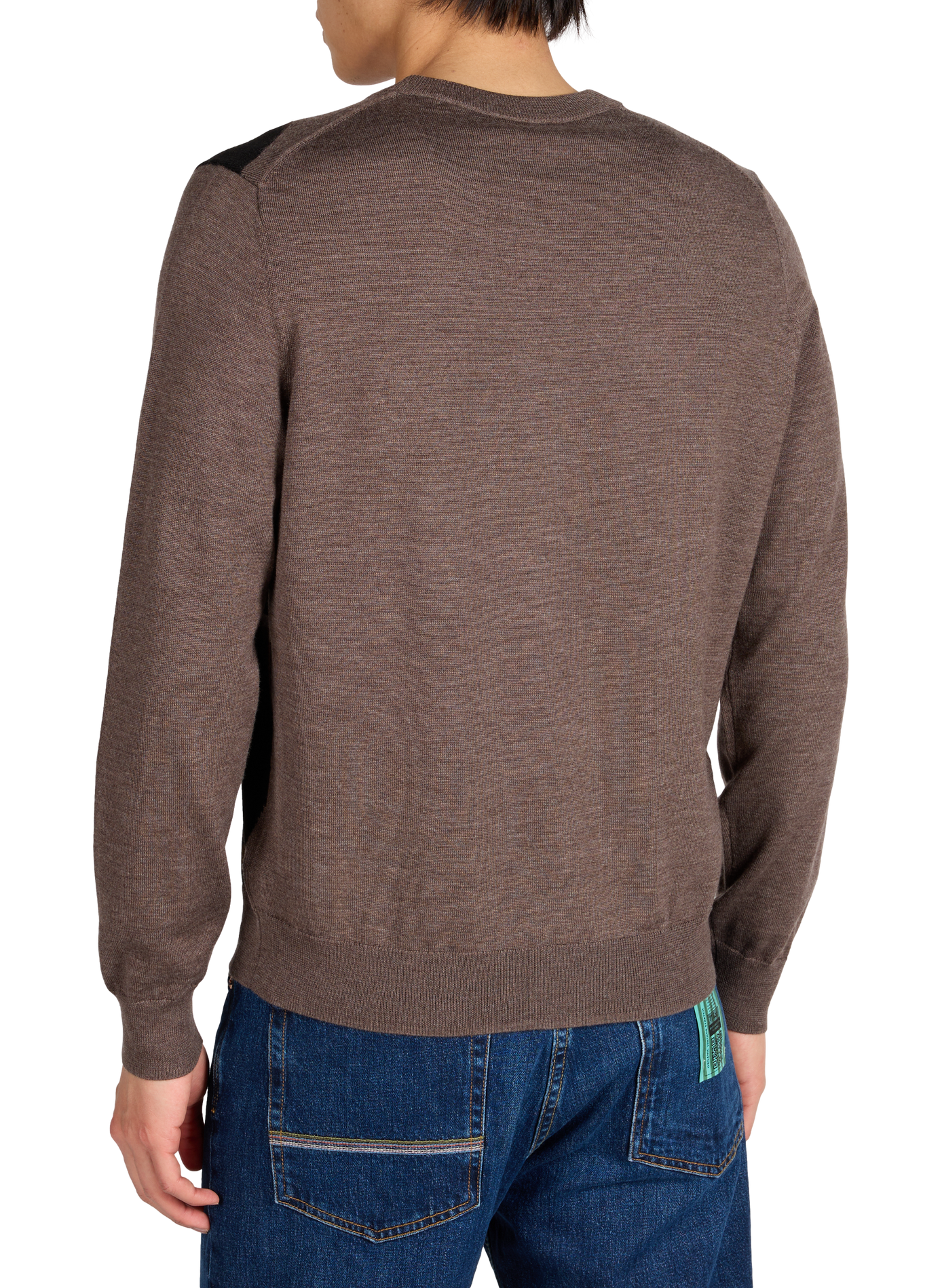 Straight printed sweater in merino wool and silk Brown