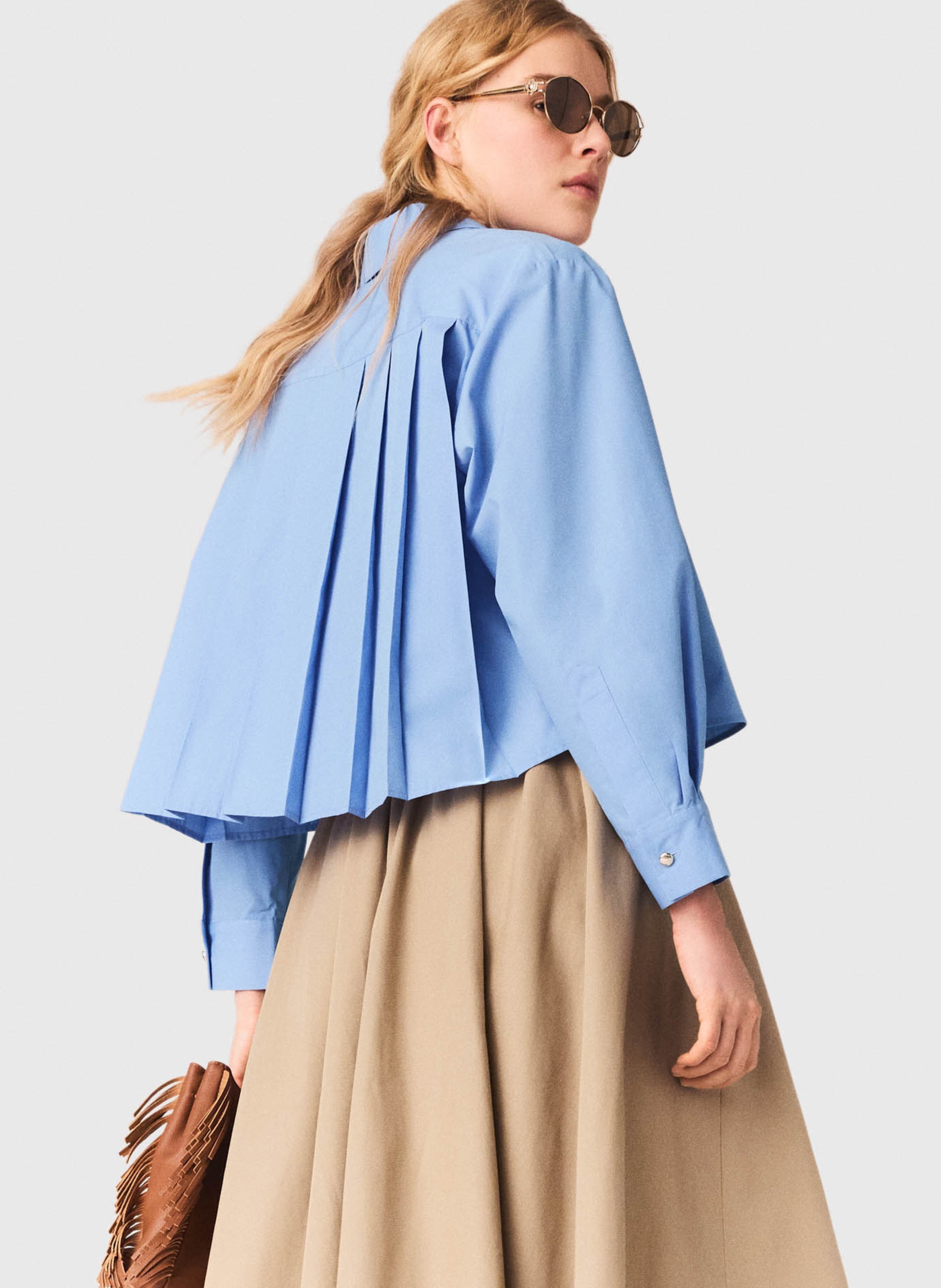 Chemise oversize courte col classique MAJE Bleu