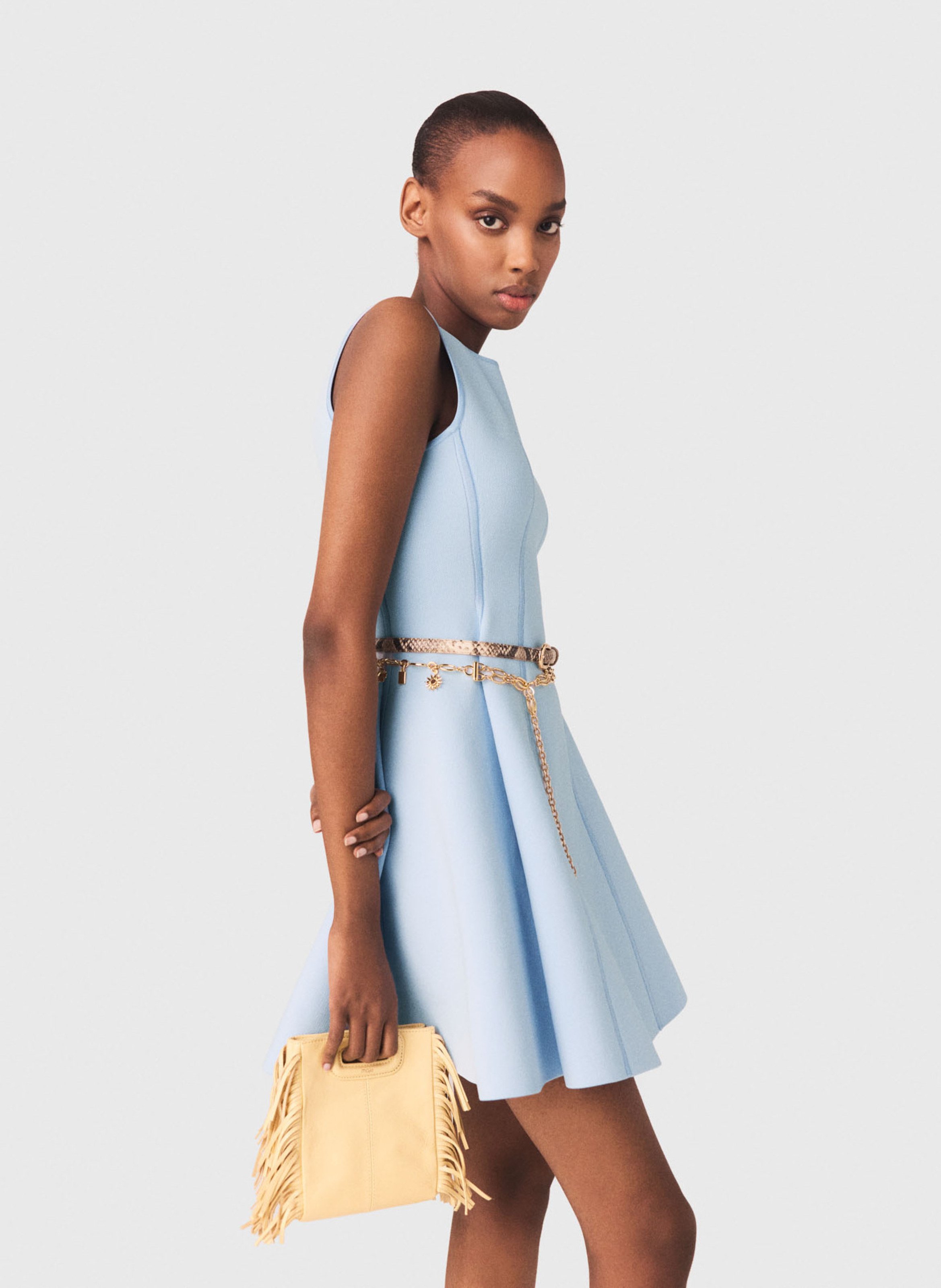 Robe courte col rond MAJE Bleu