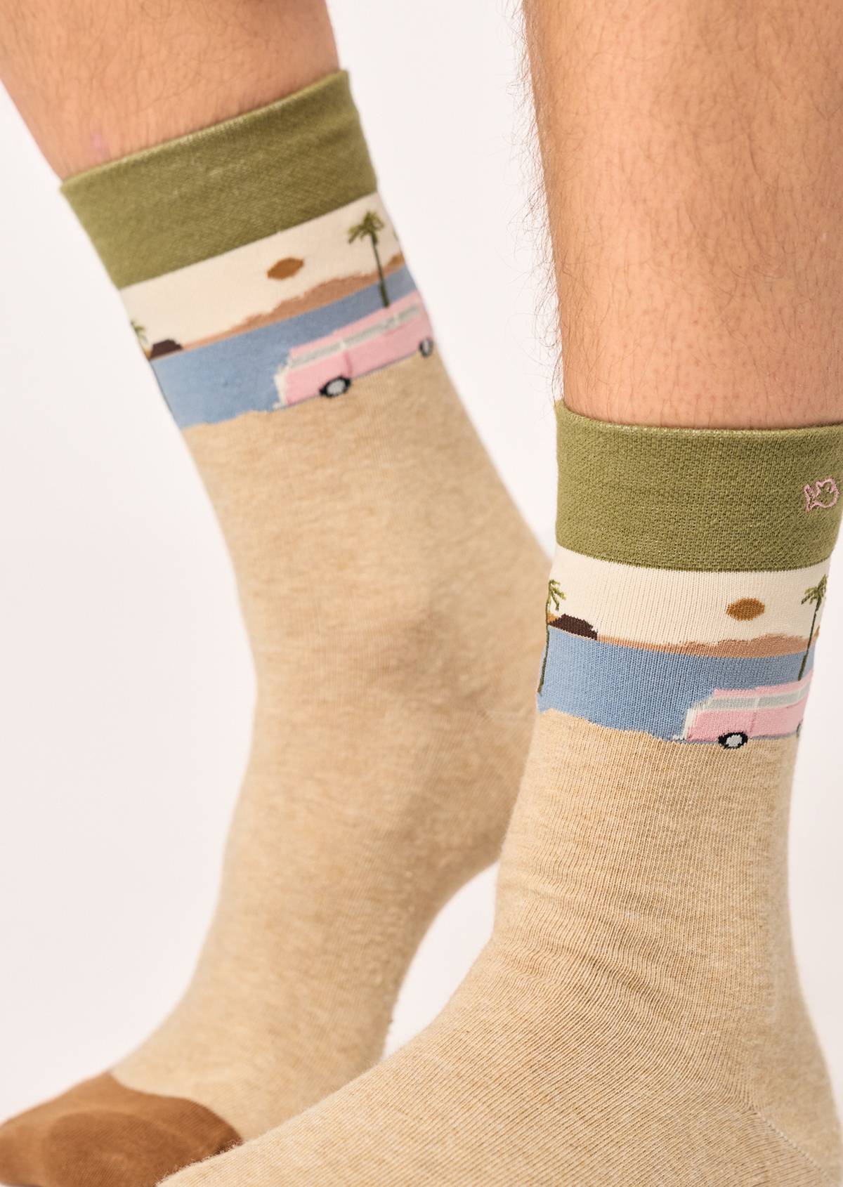 Chaussettes en coton peigné à motifs BILLYBELT Beige