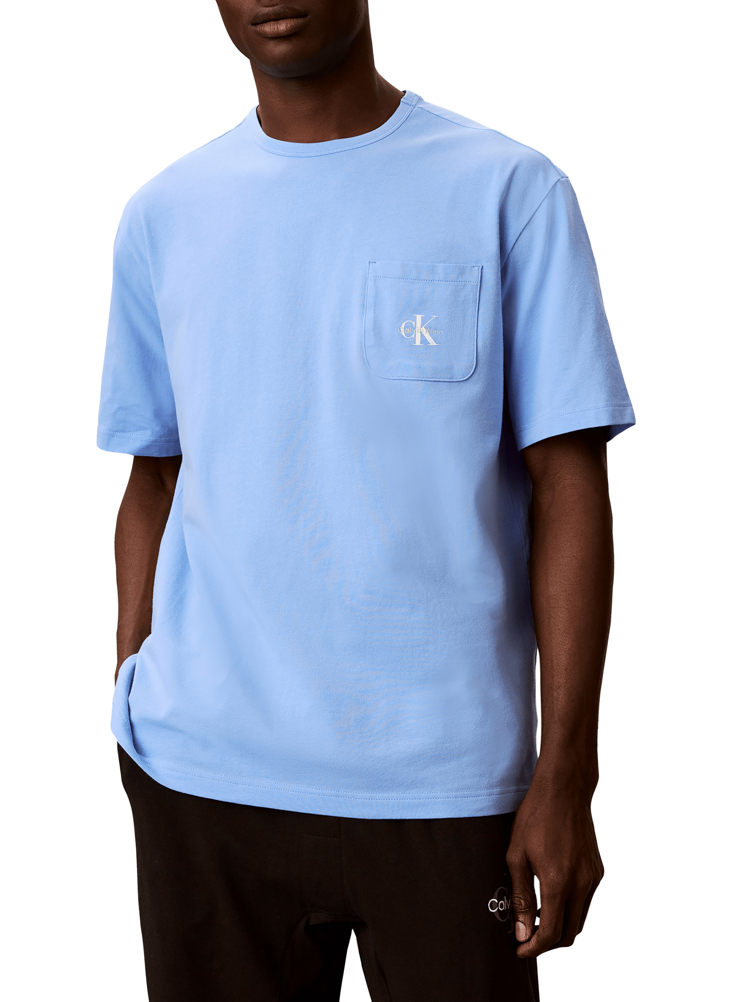 Cotton-blend round-neck T-shirt CALVIN KLEIN Blue