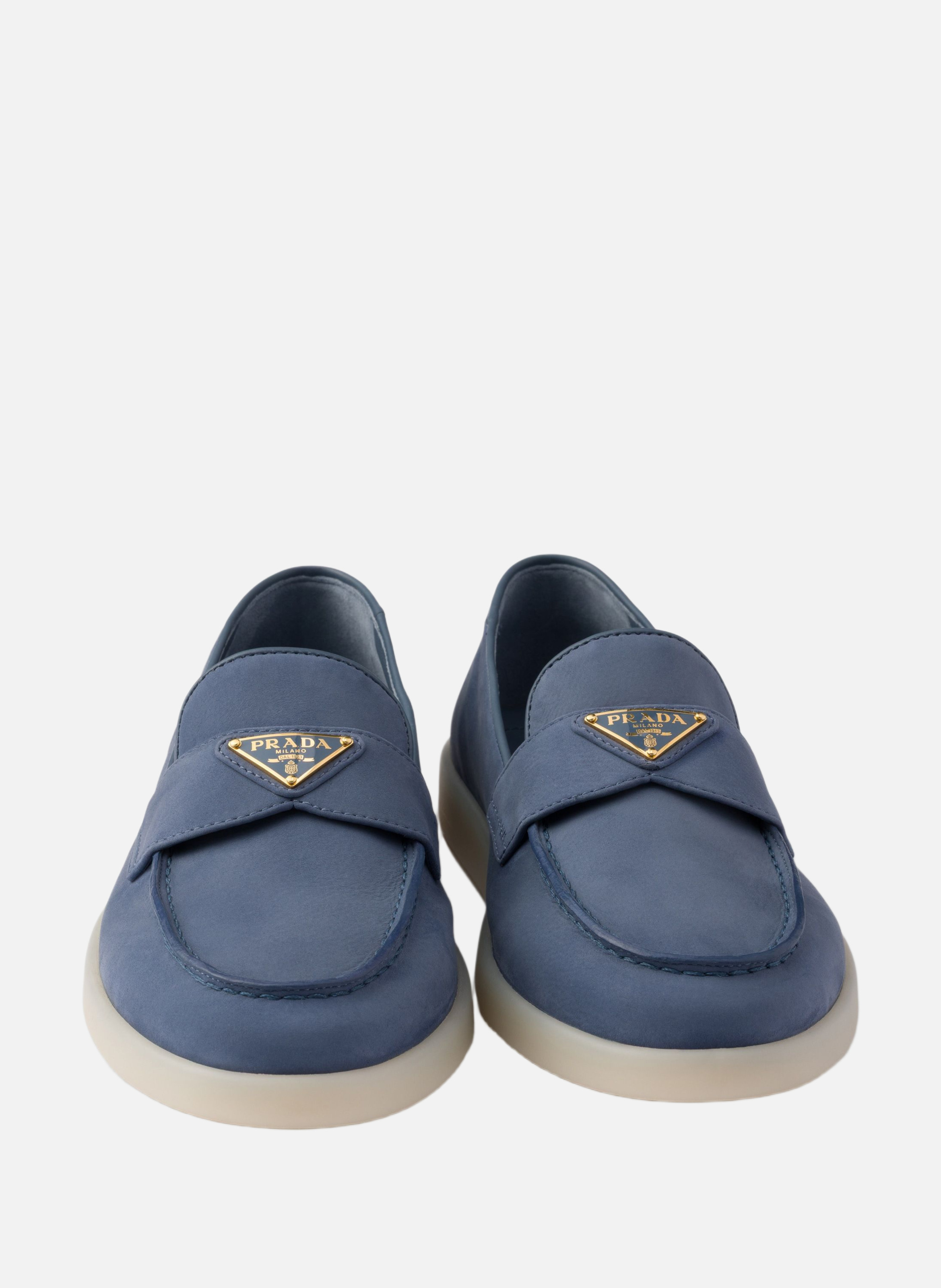 Mocassins en nubuck PRADA Bleu