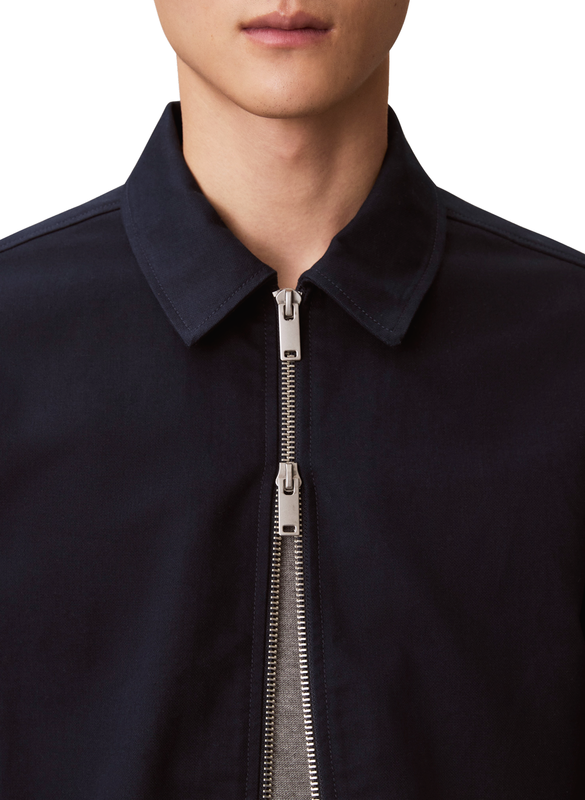 Straight zip-up cotton jacket CALVIN KLEIN Blue