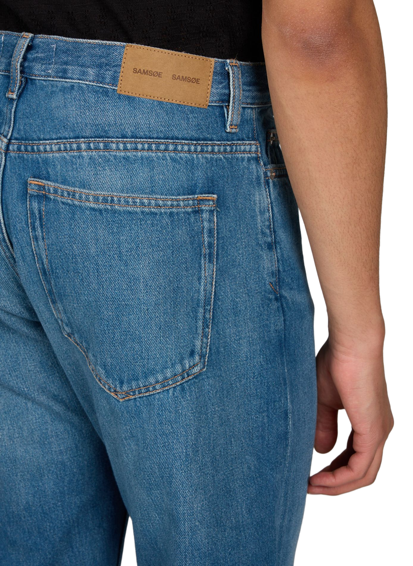 Jean droit taille haute uni SAMSOE SAMSOE Bleu