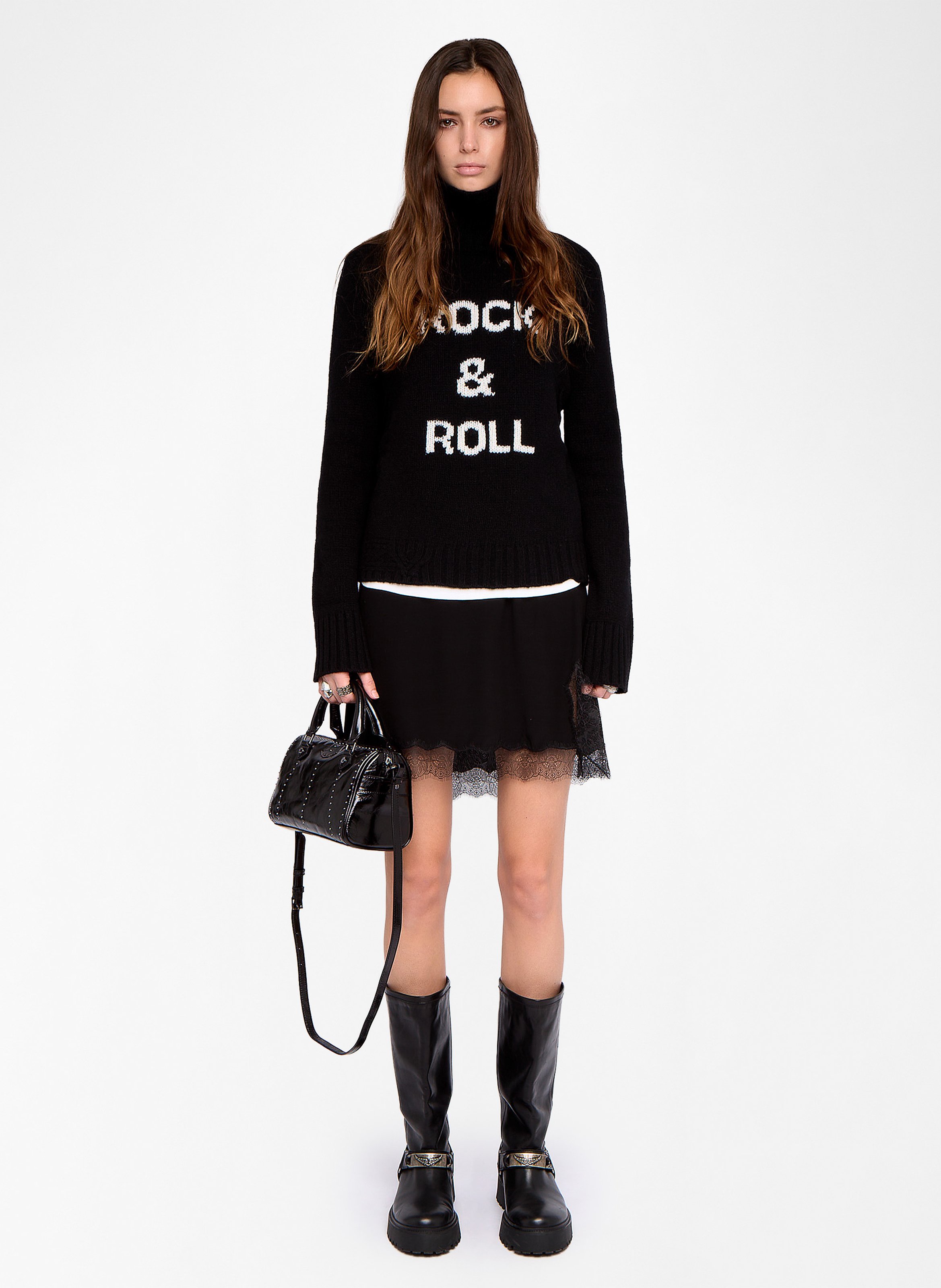 Pull droit col montant en laine nalma ZADIG&VOLTAIRE Noir