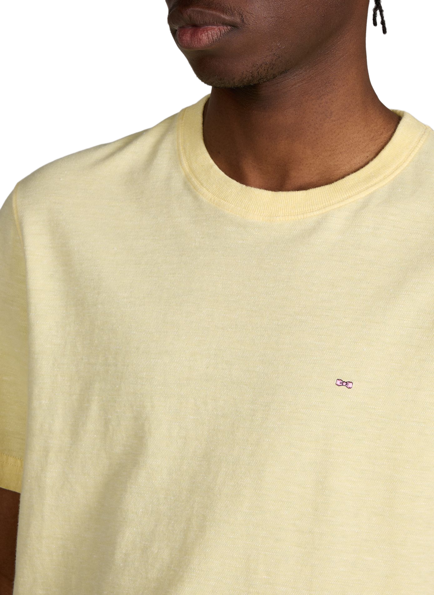 T-shirt à col rond en coton et lin EDEN PARK Jaune