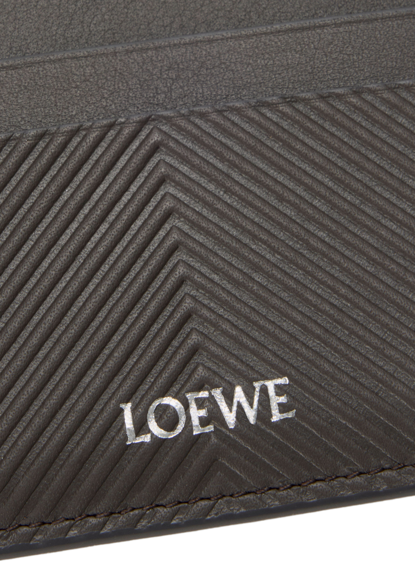 Porte-cartes simple en cuir de veau classique texturé LOEWE Gris