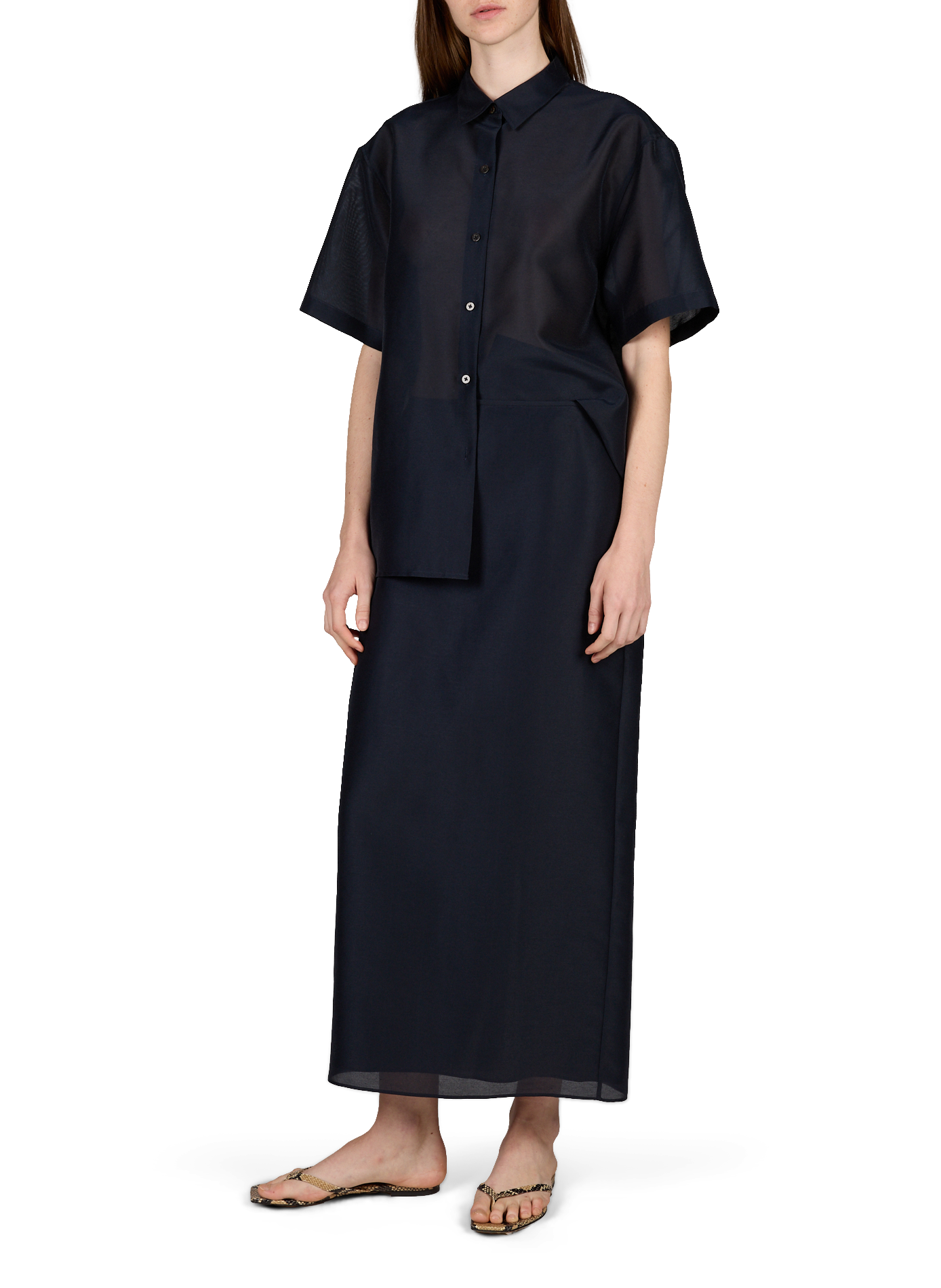 Structured midi skirt with slit LE 17 SEPTEMBRE Blue