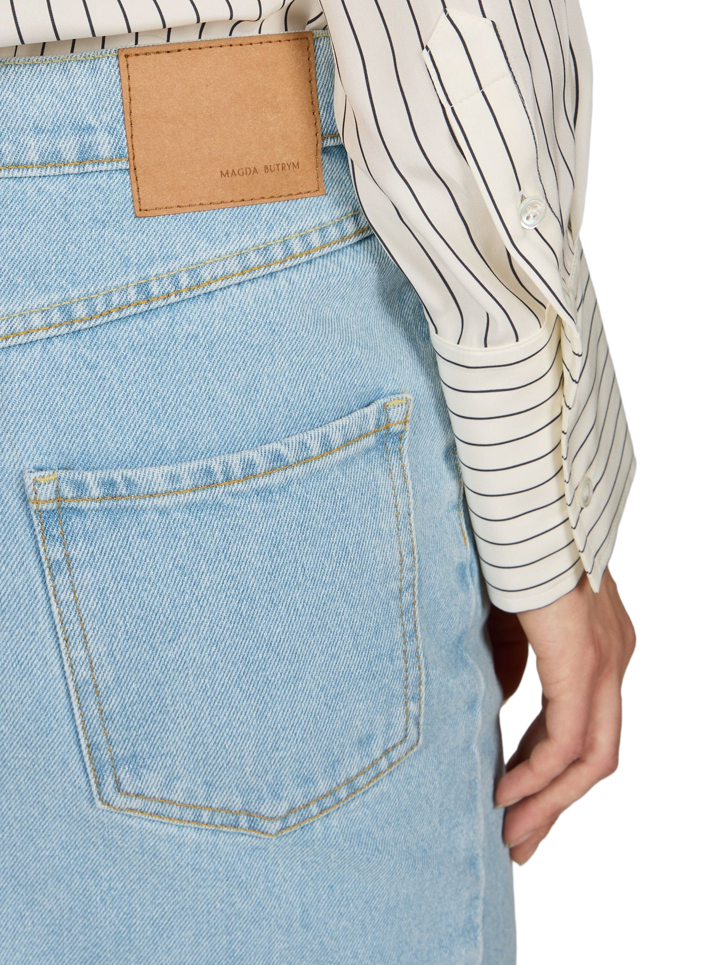Jupe bord dentelle en denim de coton MAGDA BUTRYM Bleu
