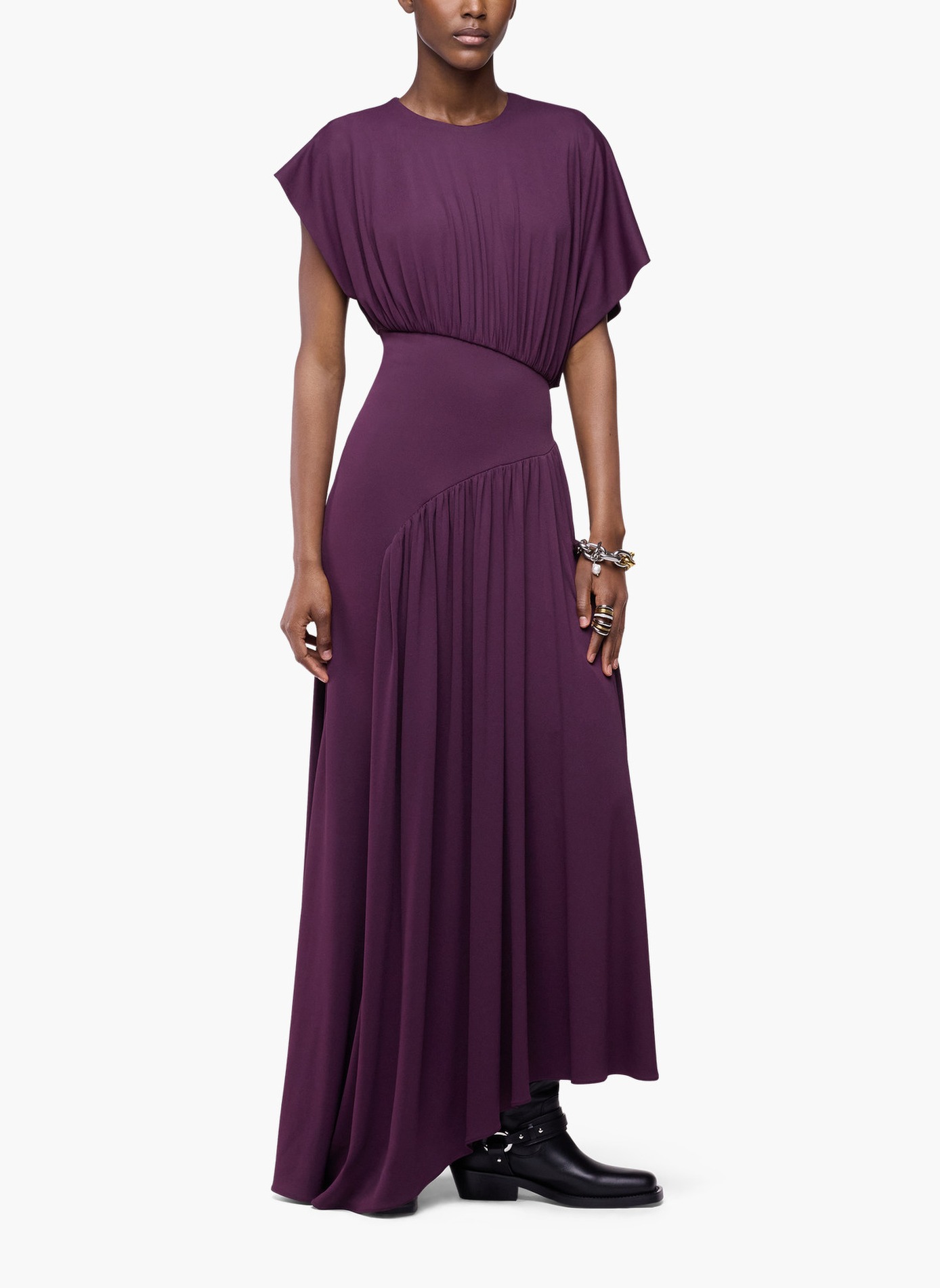 Longue robe asymétrique avec détails froncés RABANNE Violet