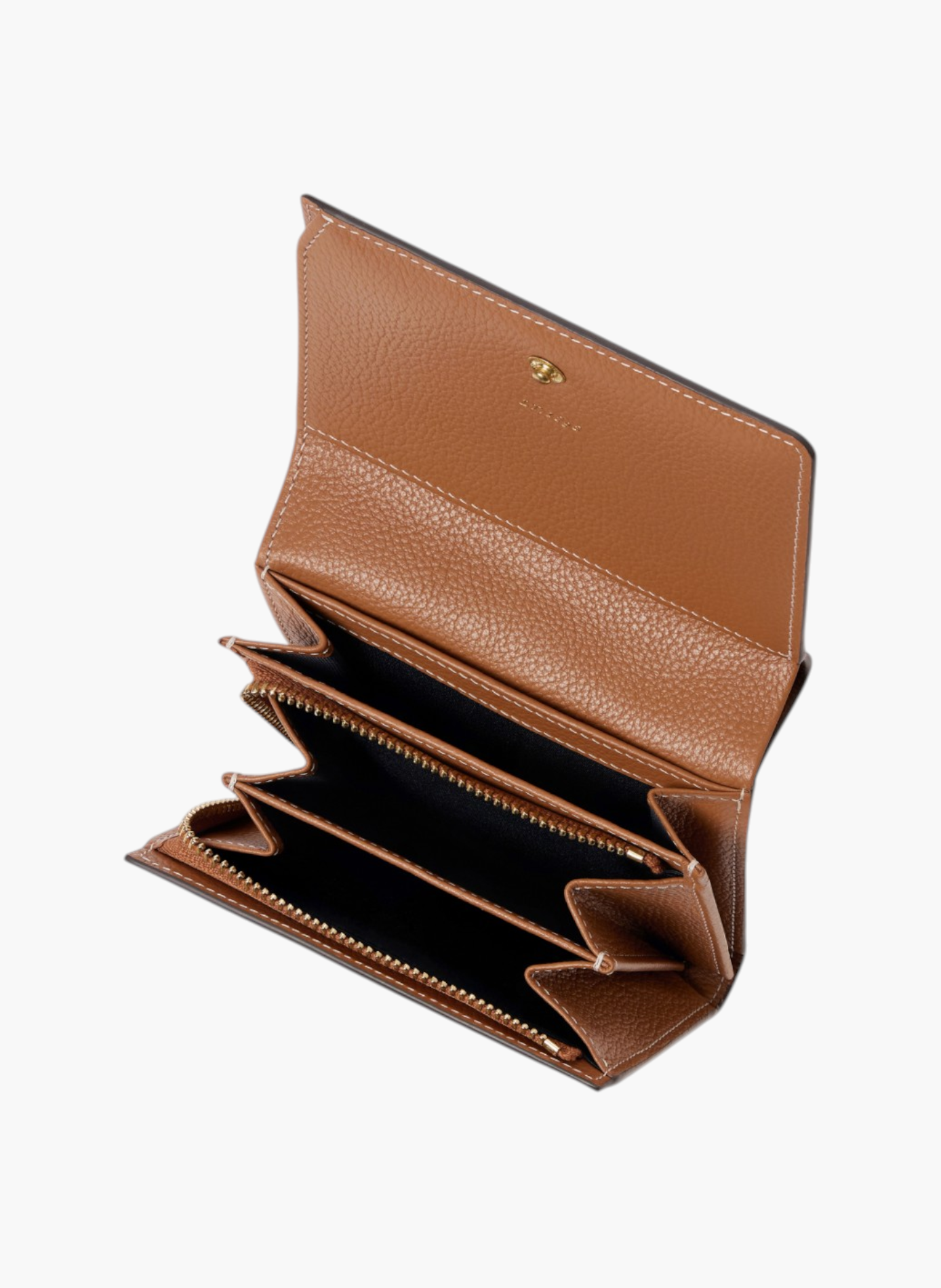 Petit portefeuille à rabat louison en cuir grainé LE TANNEUR Marron