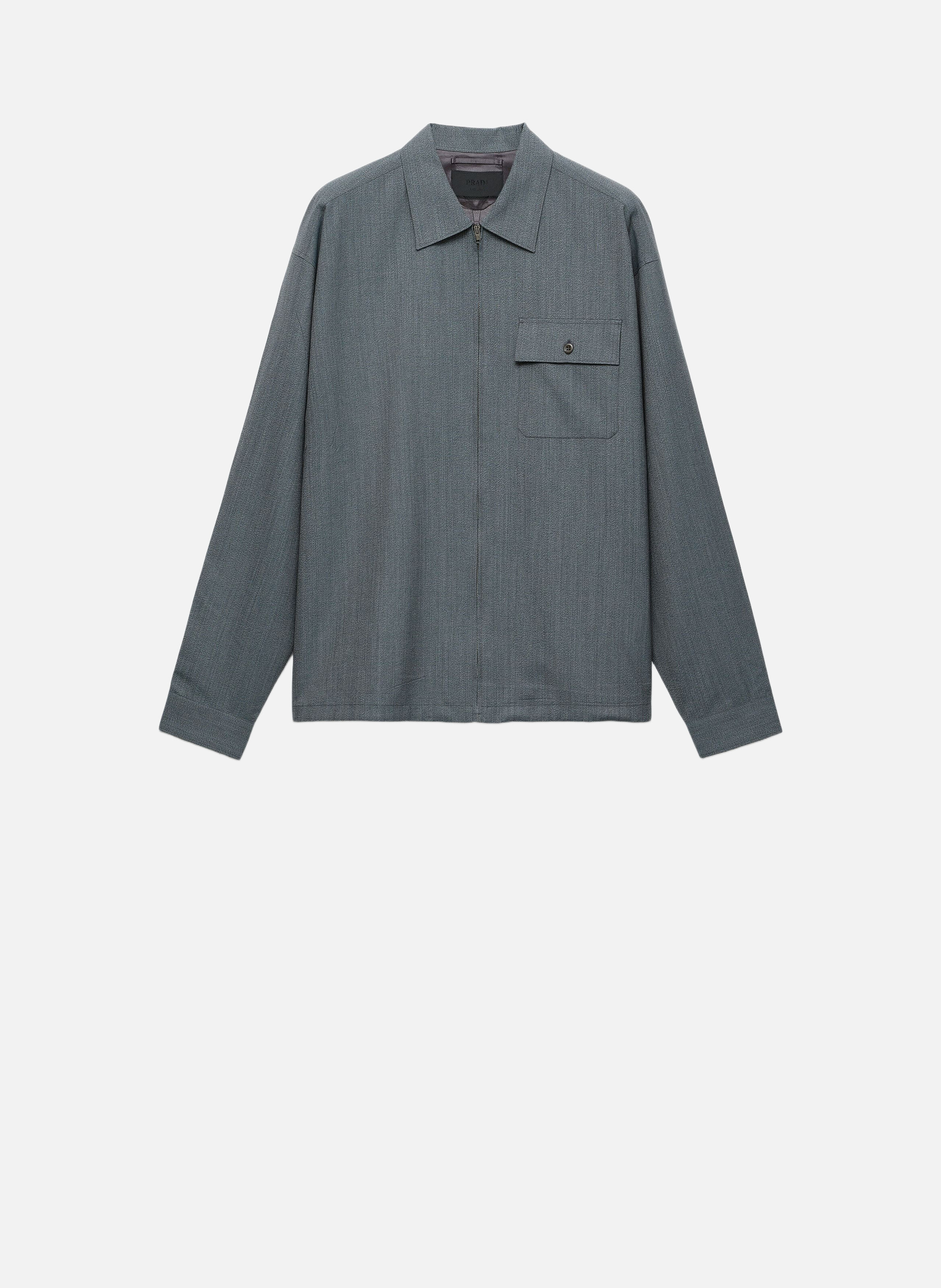 Chemise zippée en laine PRADA Bleu