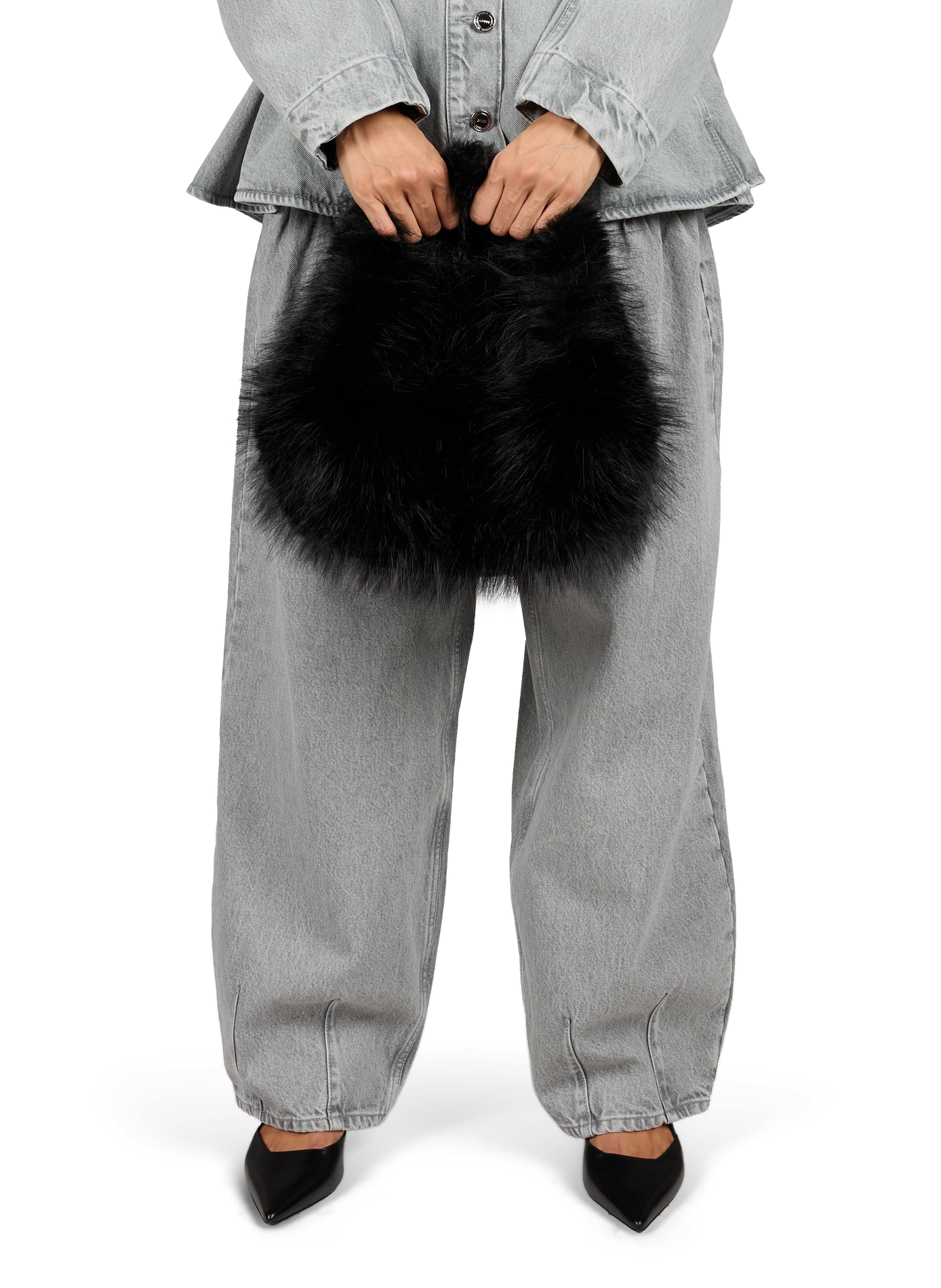 Faux Fur Handbag AU PRINTEMPS PARIS Black