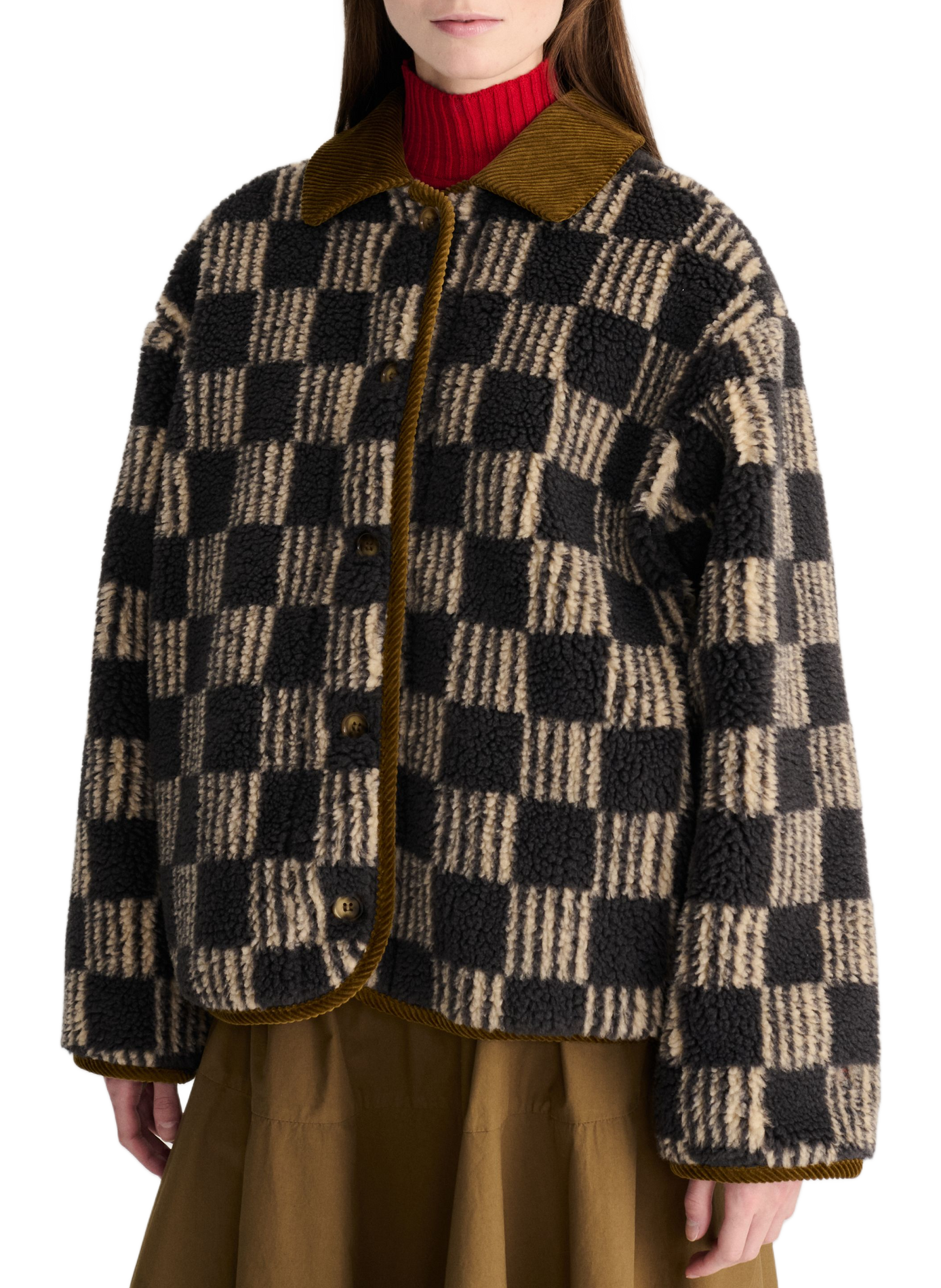 Veste ample damier col velours BOBO CHOSES Beige