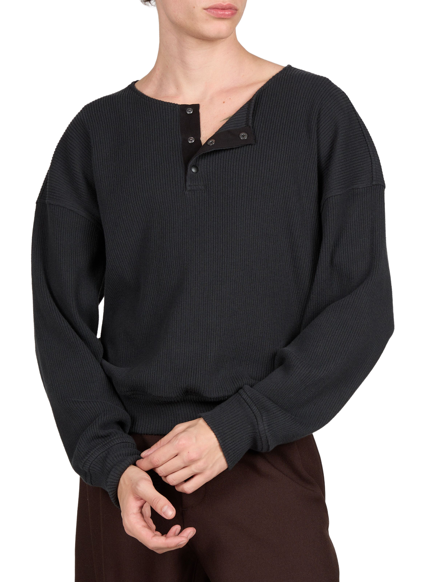 Oversized ribbed cotton-blend sweater OUR LEGACY Black