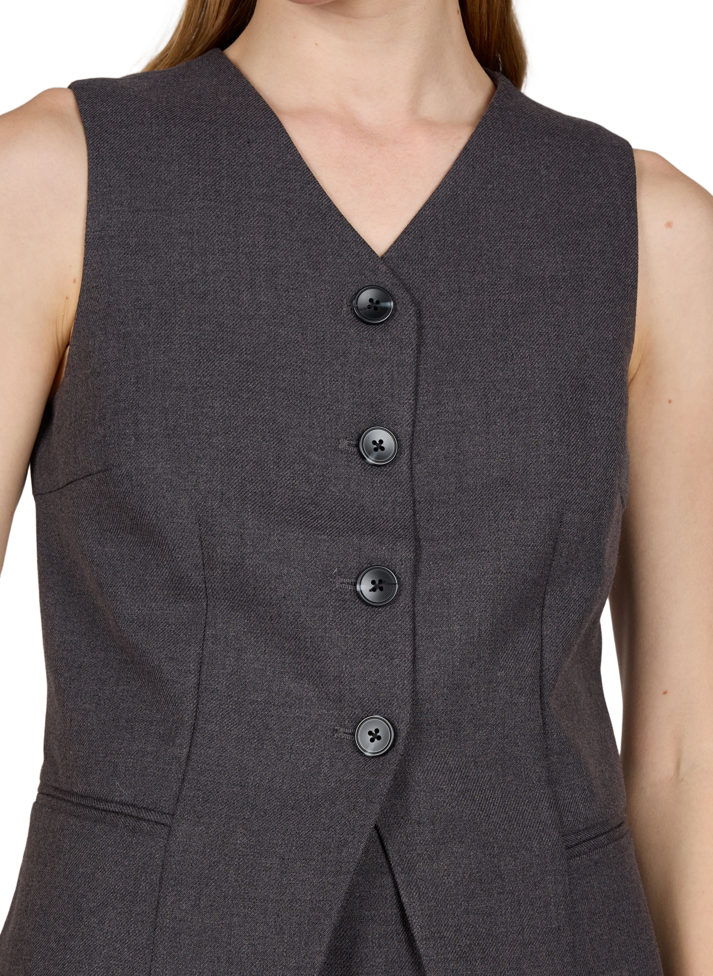 Sleeveless V-neck jacket OBJECT Grey