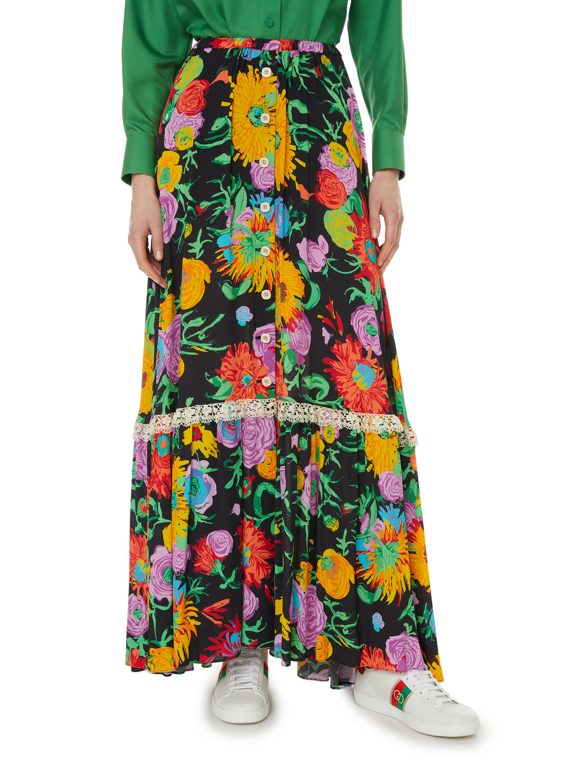 Jupe à imprimé fleuri GUCCI Multicolour