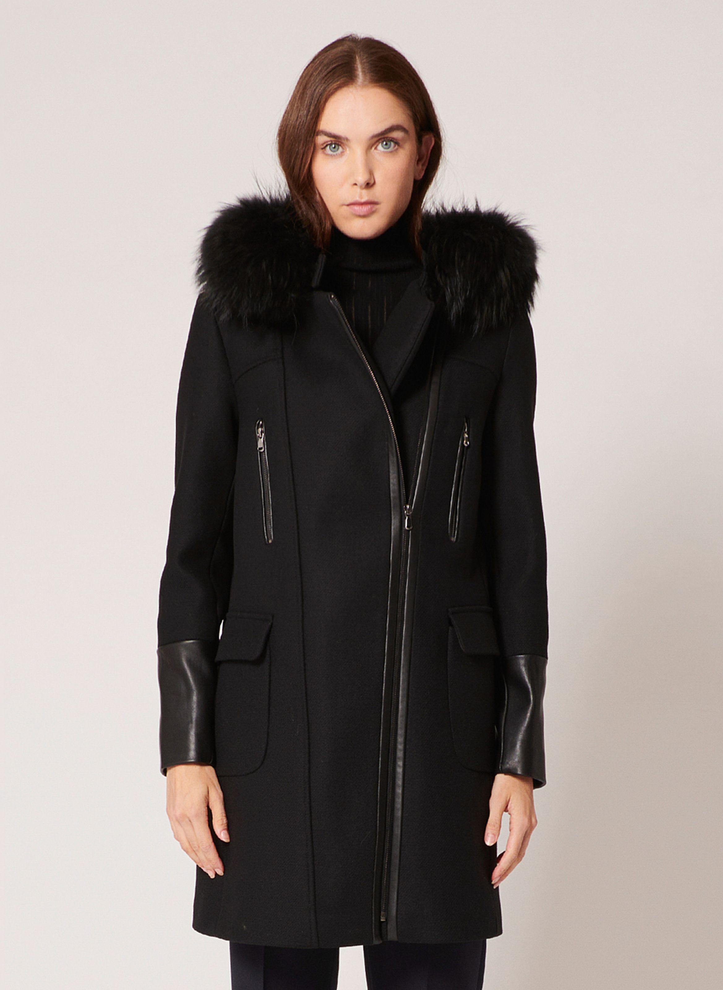 DUFFLE COAT EN FOURRURE V RITABLE MI LONG UNI MANCHES LONGUES