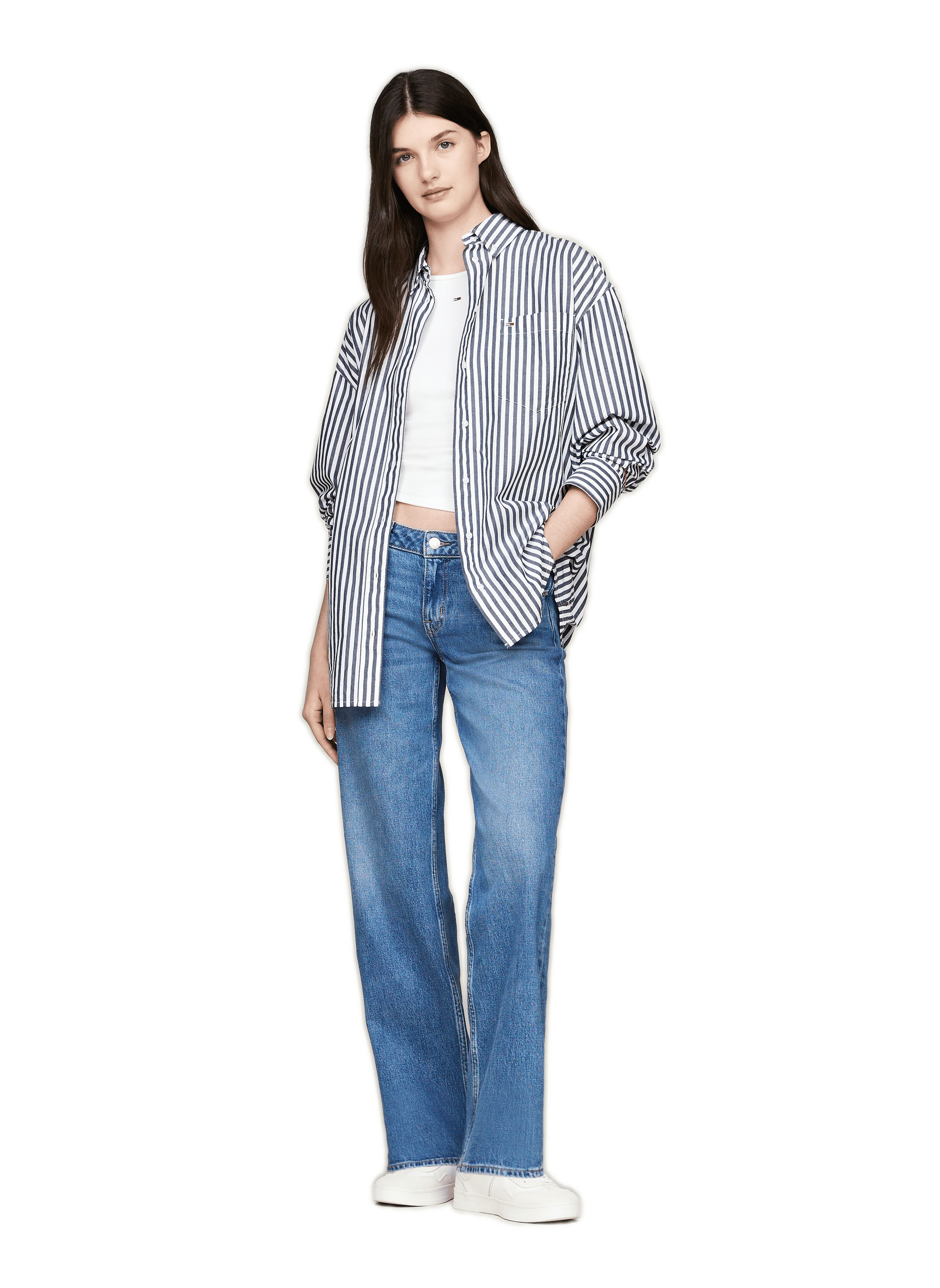 Chemise rayée en coton  TOMMY HILFIGER Bleu