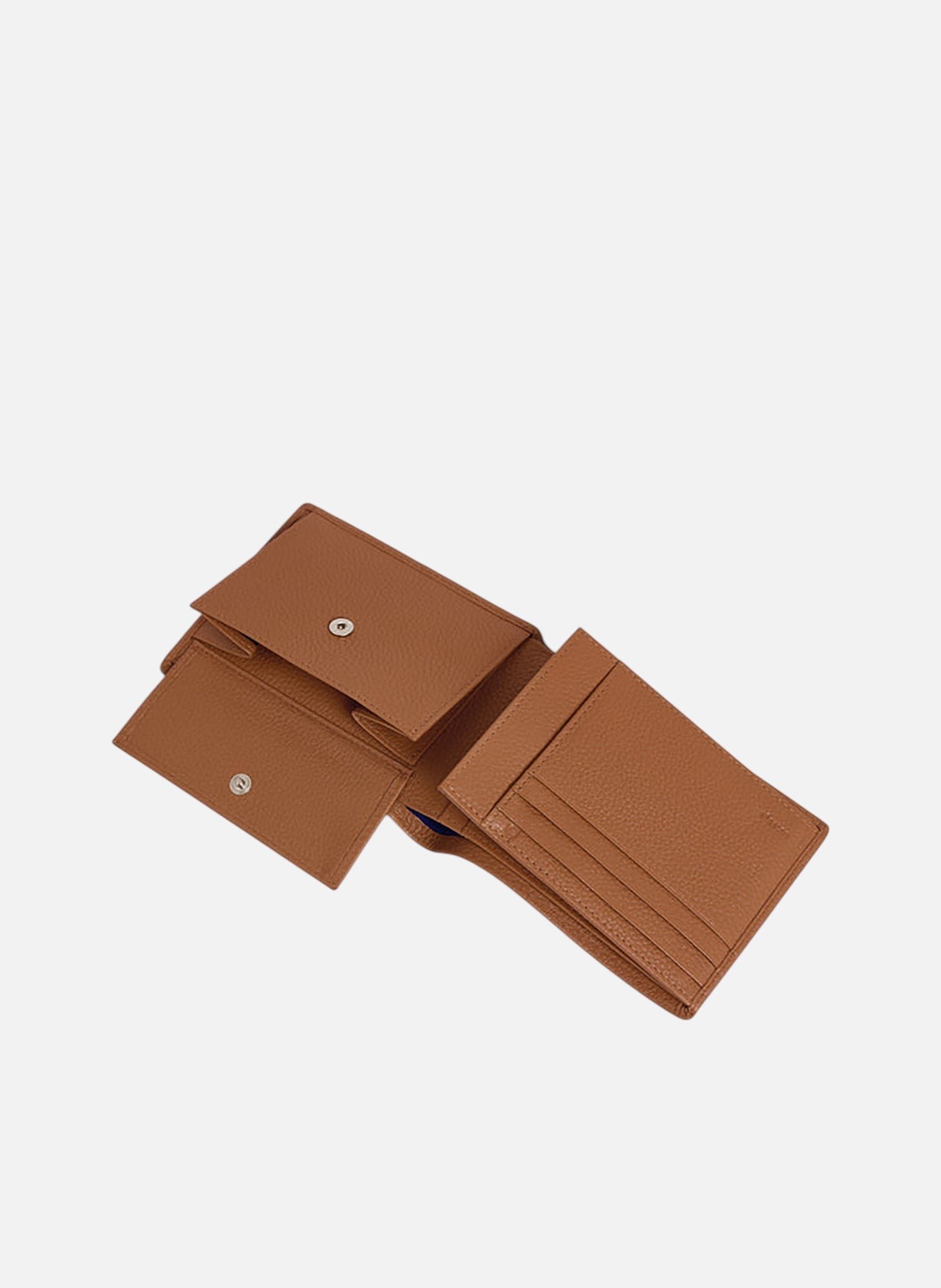 Portefeuille à rabat 2 volets charles en cuir grainé Marron