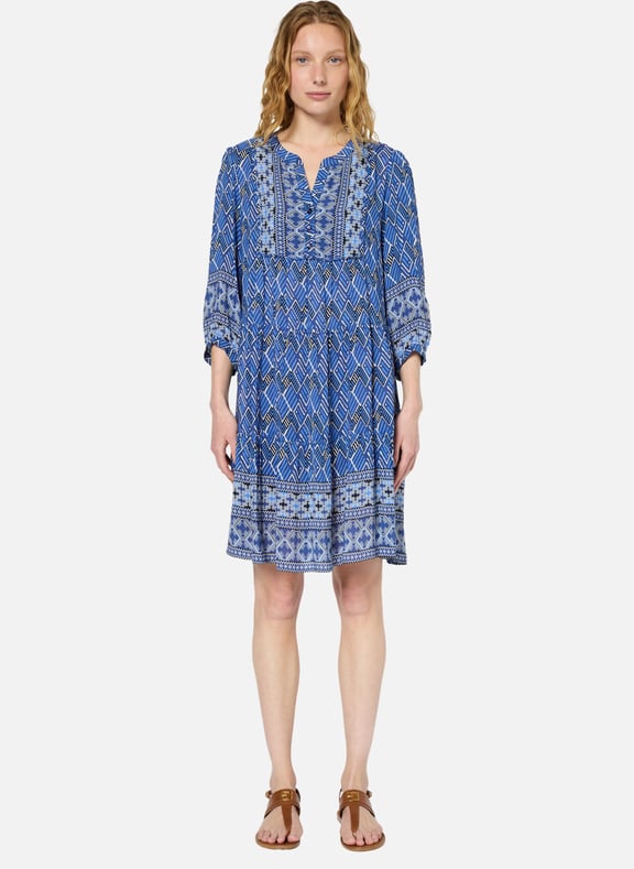 Robe droite imprimé ethnique - pomeline Bleu by GERARD DAREL GERARD DAREL Robe droite imprimé ethnique - pomeline Bleu