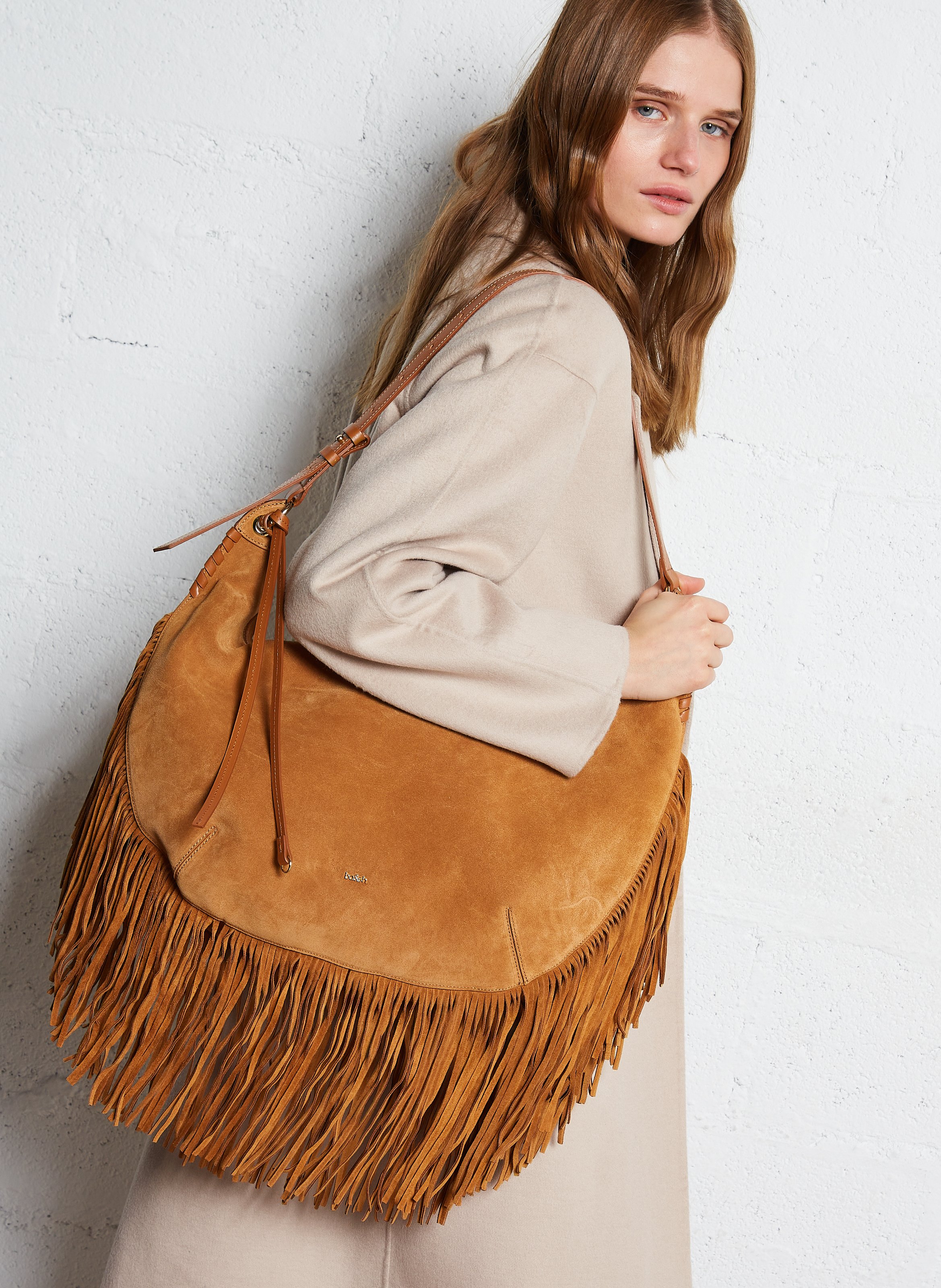 Sac à main en cuir velours swing BA&SH Marron