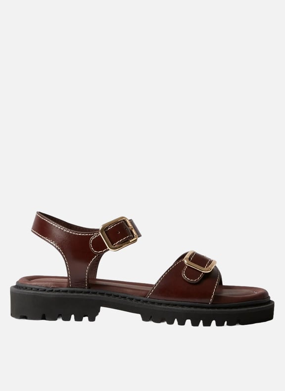 Sandales plate en cuir Marron by CLAUDIE PIERLOT CLAUDIE PIERLOT Sandales plate en cuir Marron