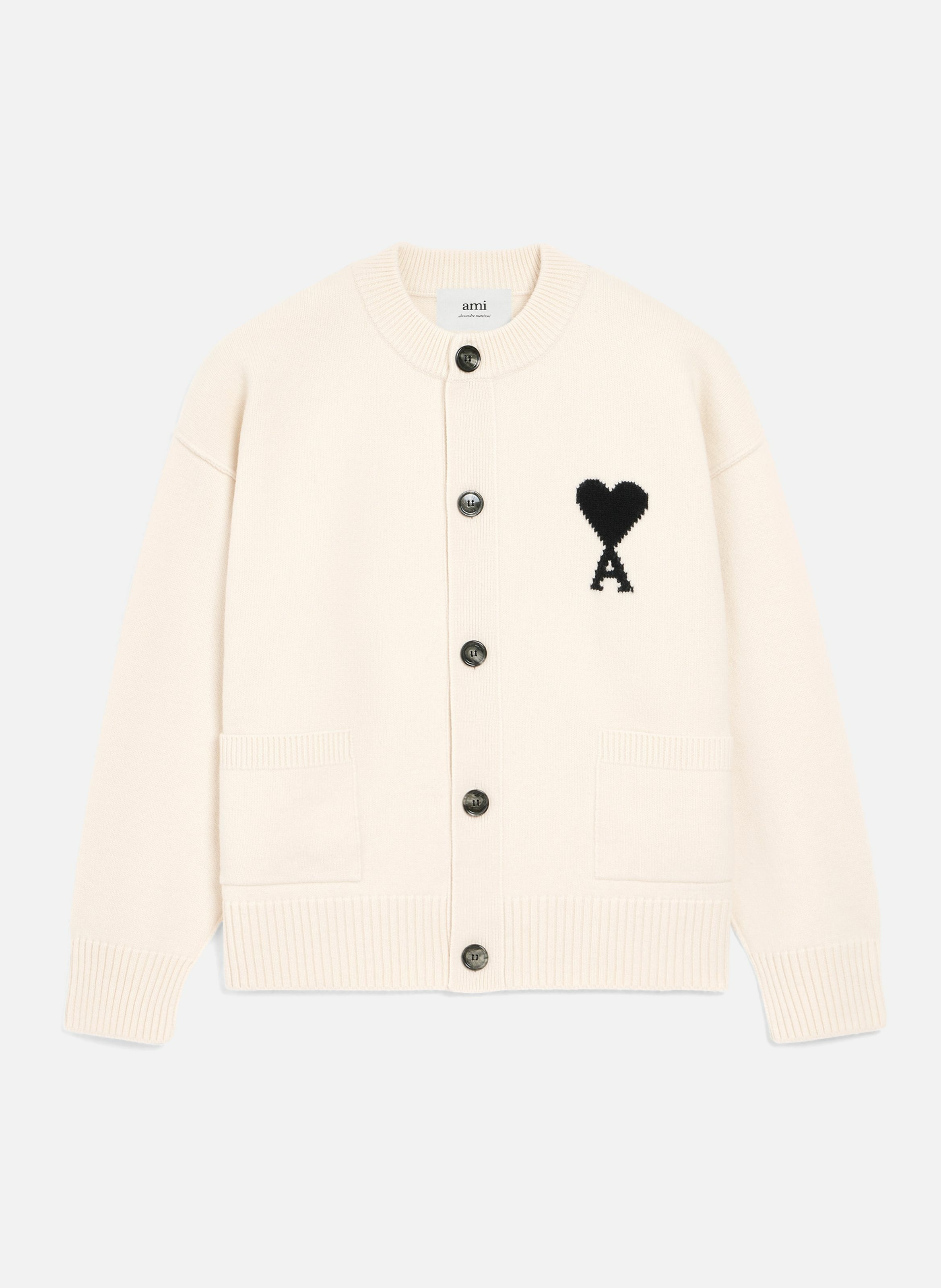 Cardigan ami de coeur en laine unisexe AMI PARIS Blanc