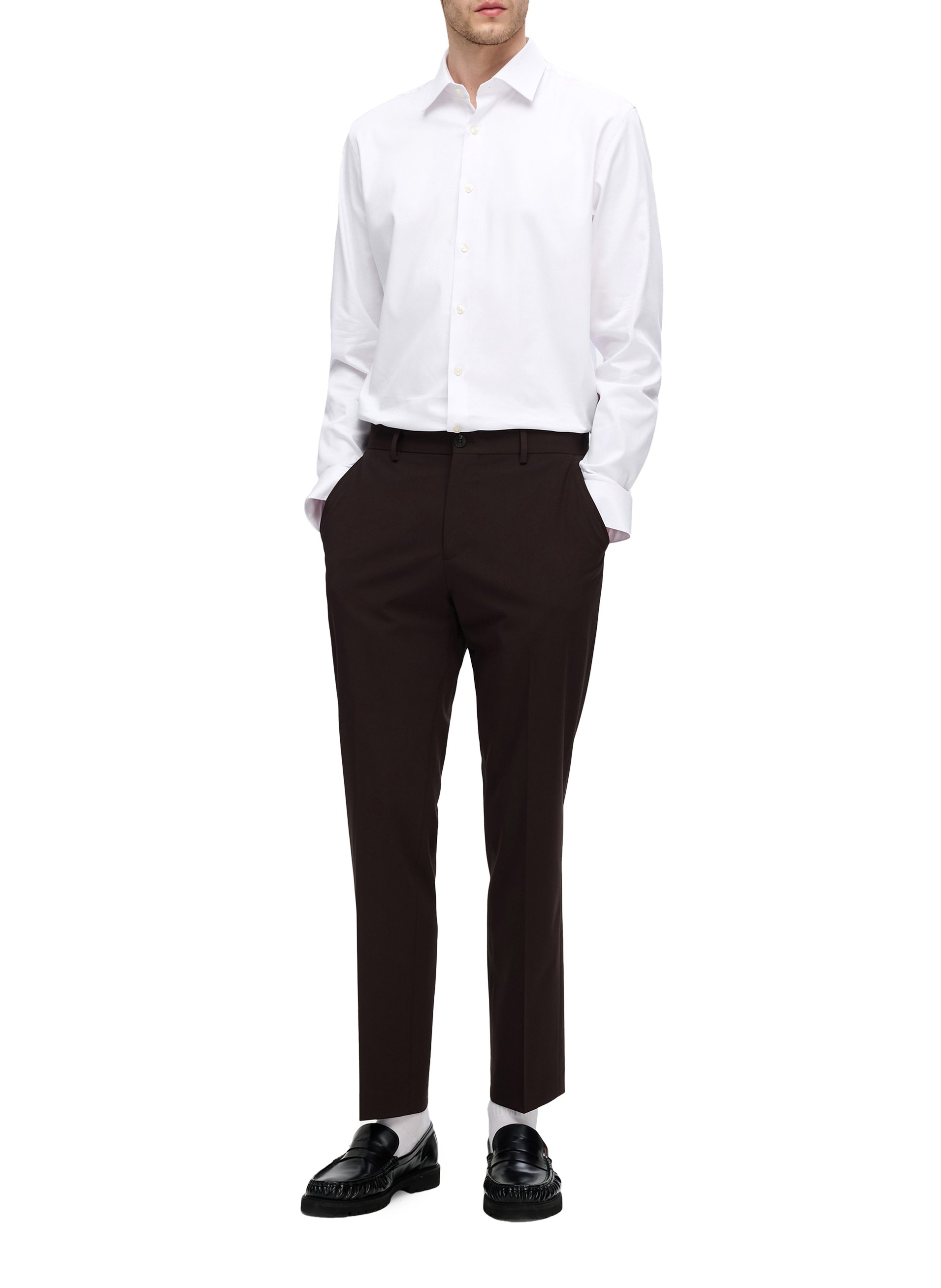 Slim shirt in blended organic cotton SELECTED White