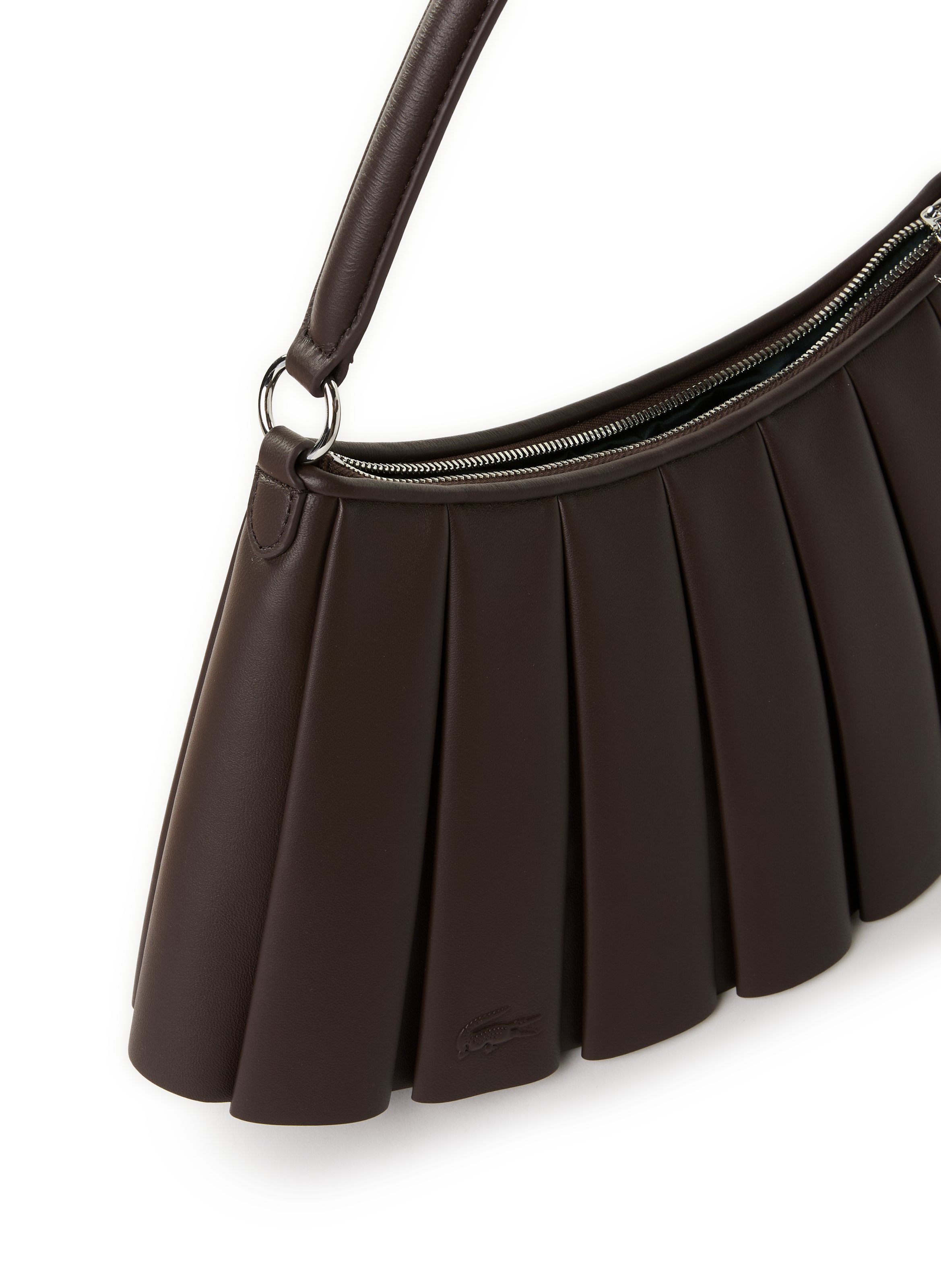 Sac moyen Lenglen plissé en cuir Marron