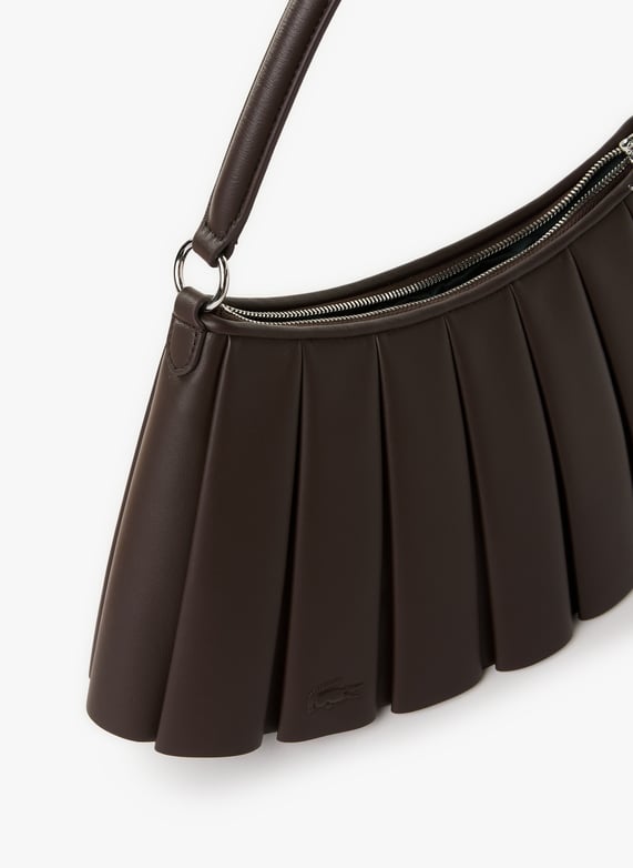 Sac moyen Lenglen plissé en cuir | Marron by LACOSTE Sac moyen Lenglen plissé en cuir Marron