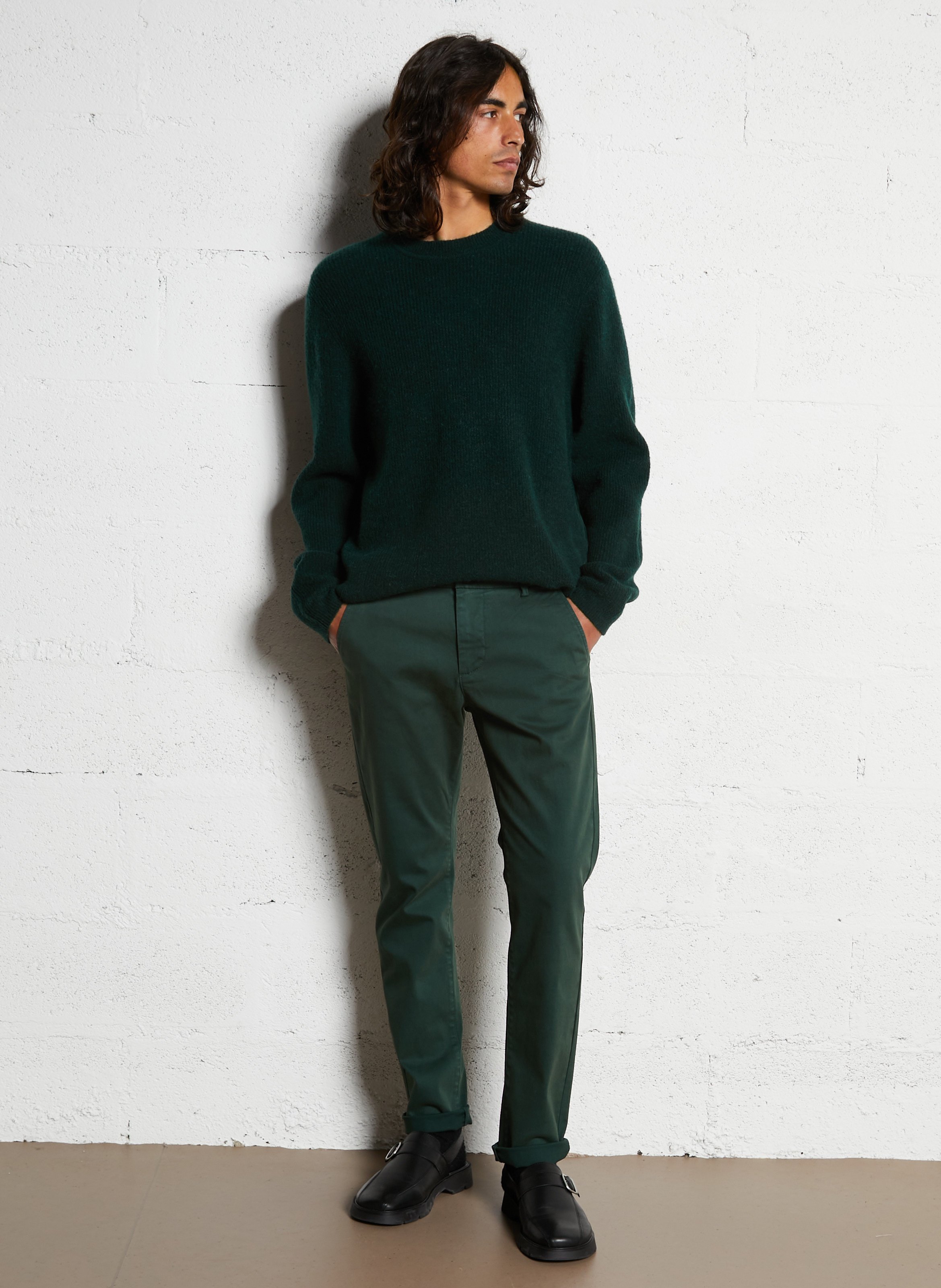 Chino slim-fit en coton mélangé Vert