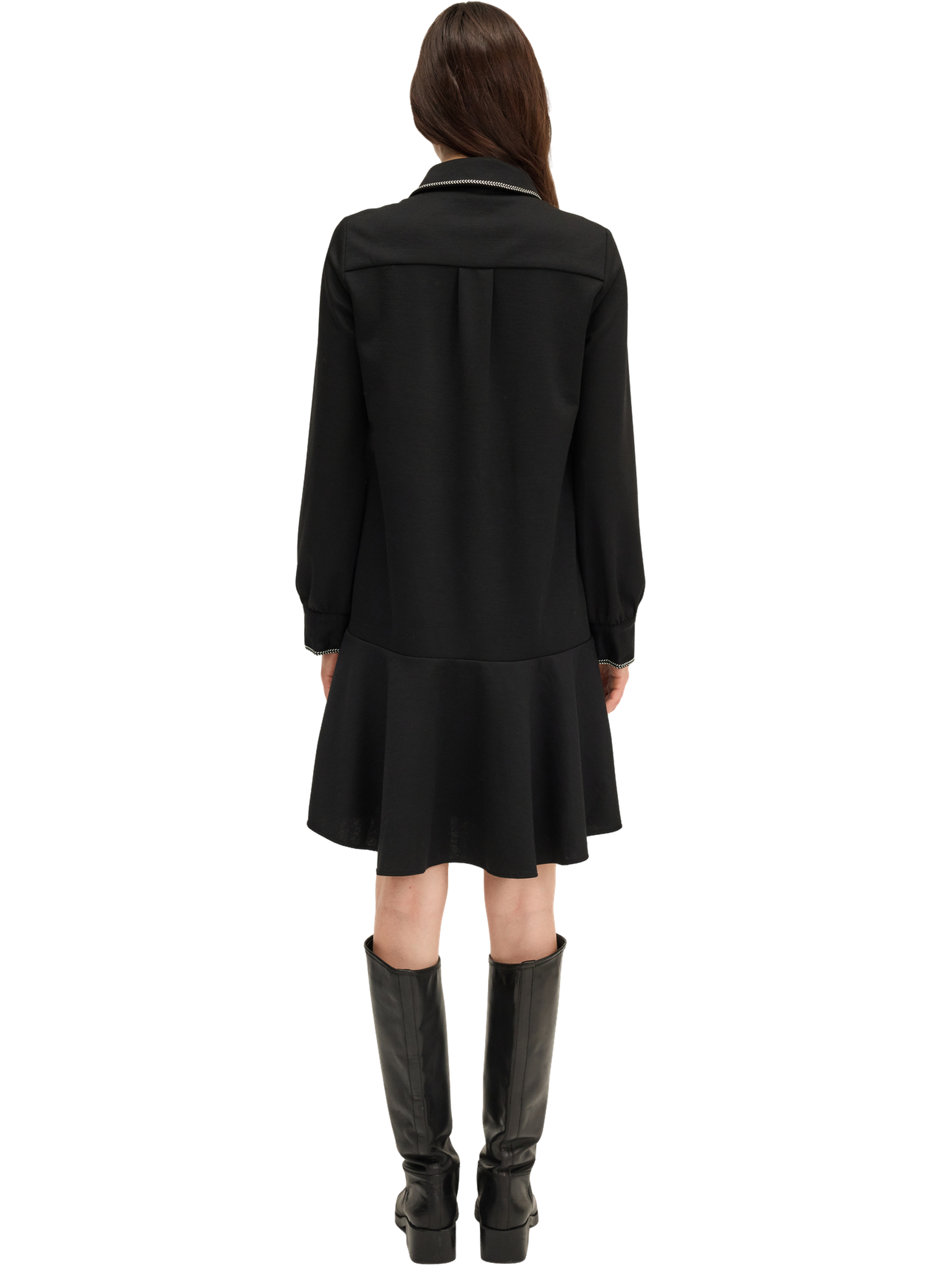 Robe à col polo et bas volanté - lison PABLO Noir