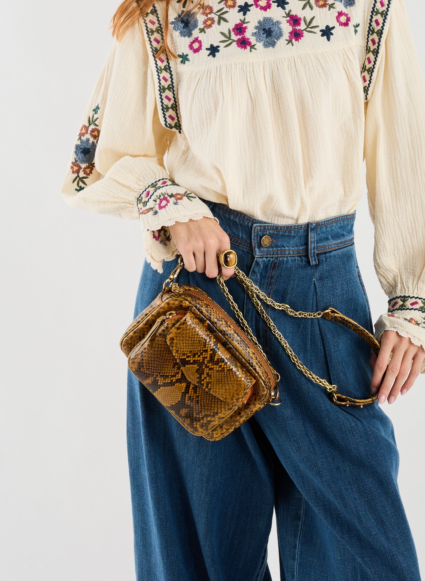 Sac à bandoulière Charly en cuir CLARIS VIROT Jaune