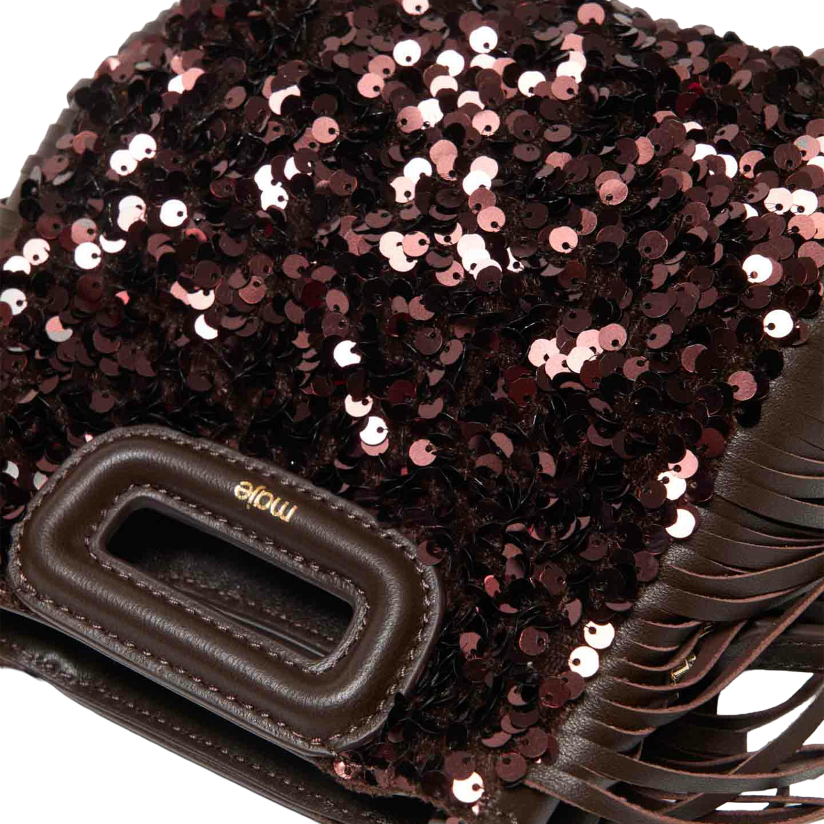 Sac bandoulière à sequins m mini MAJE Marron