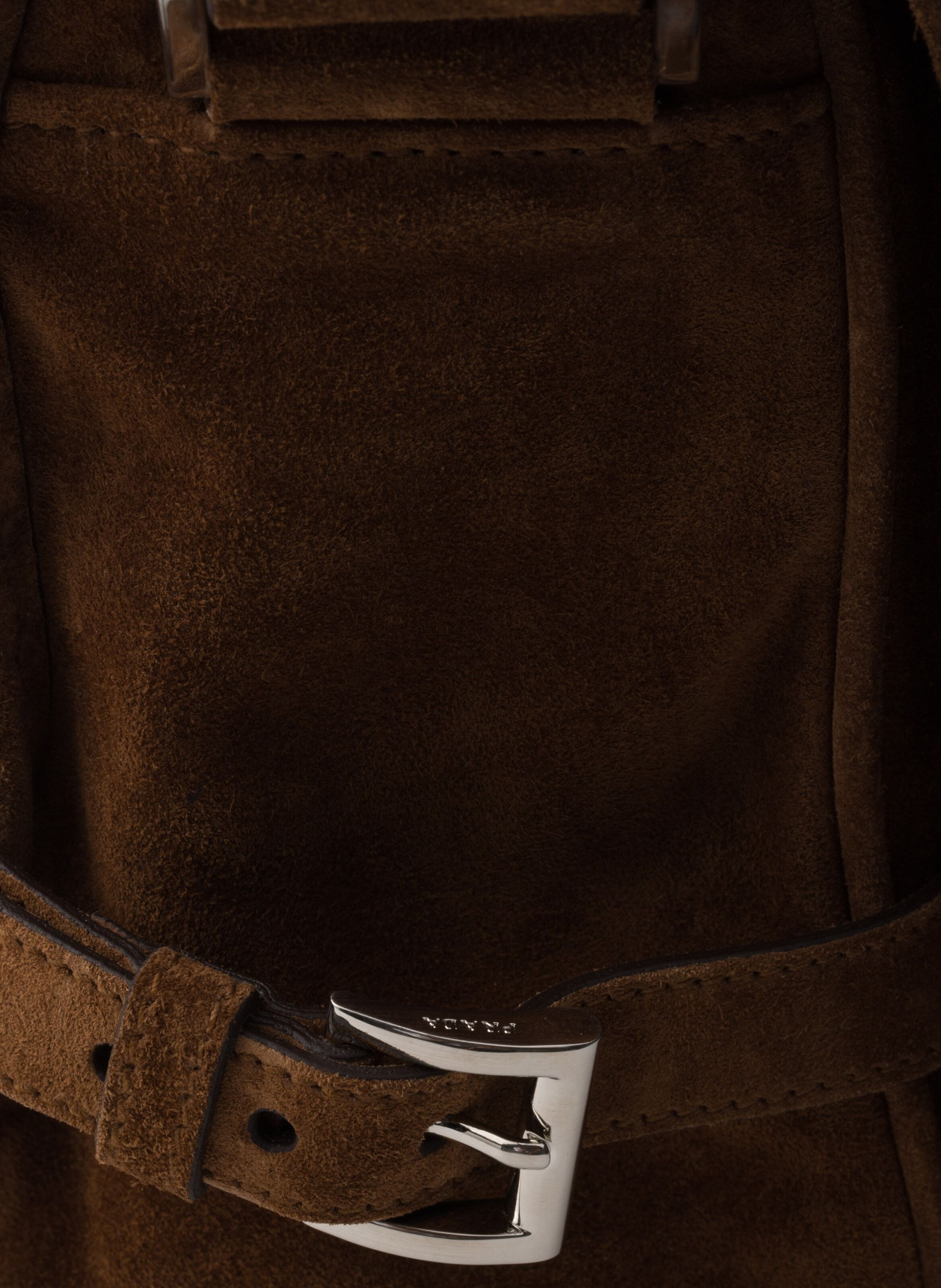 Sac à bandoulière en suède PRADA Marron