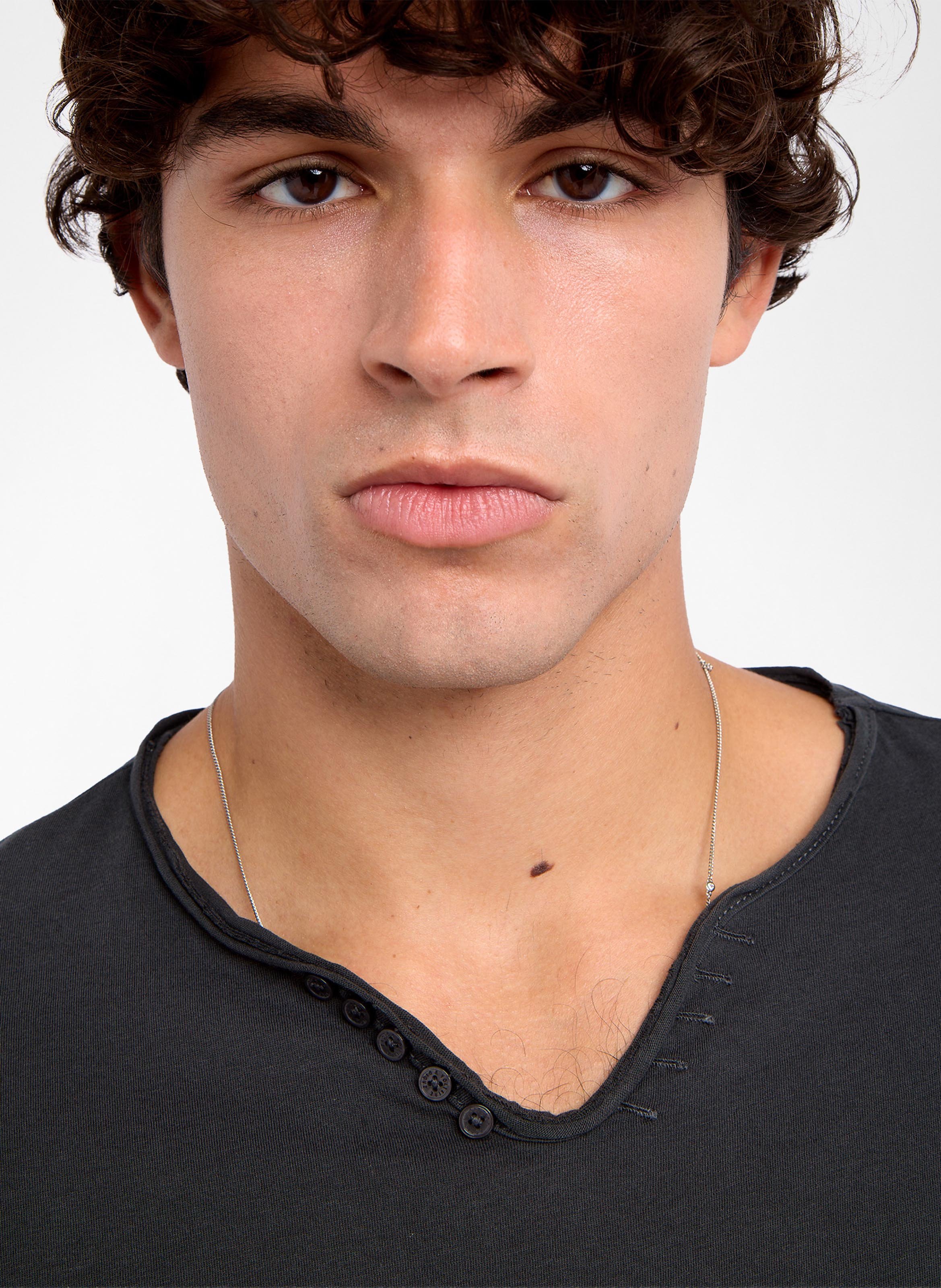 Tee-shirt droit col tunisien en coton monastir ZADIG&VOLTAIRE Noir