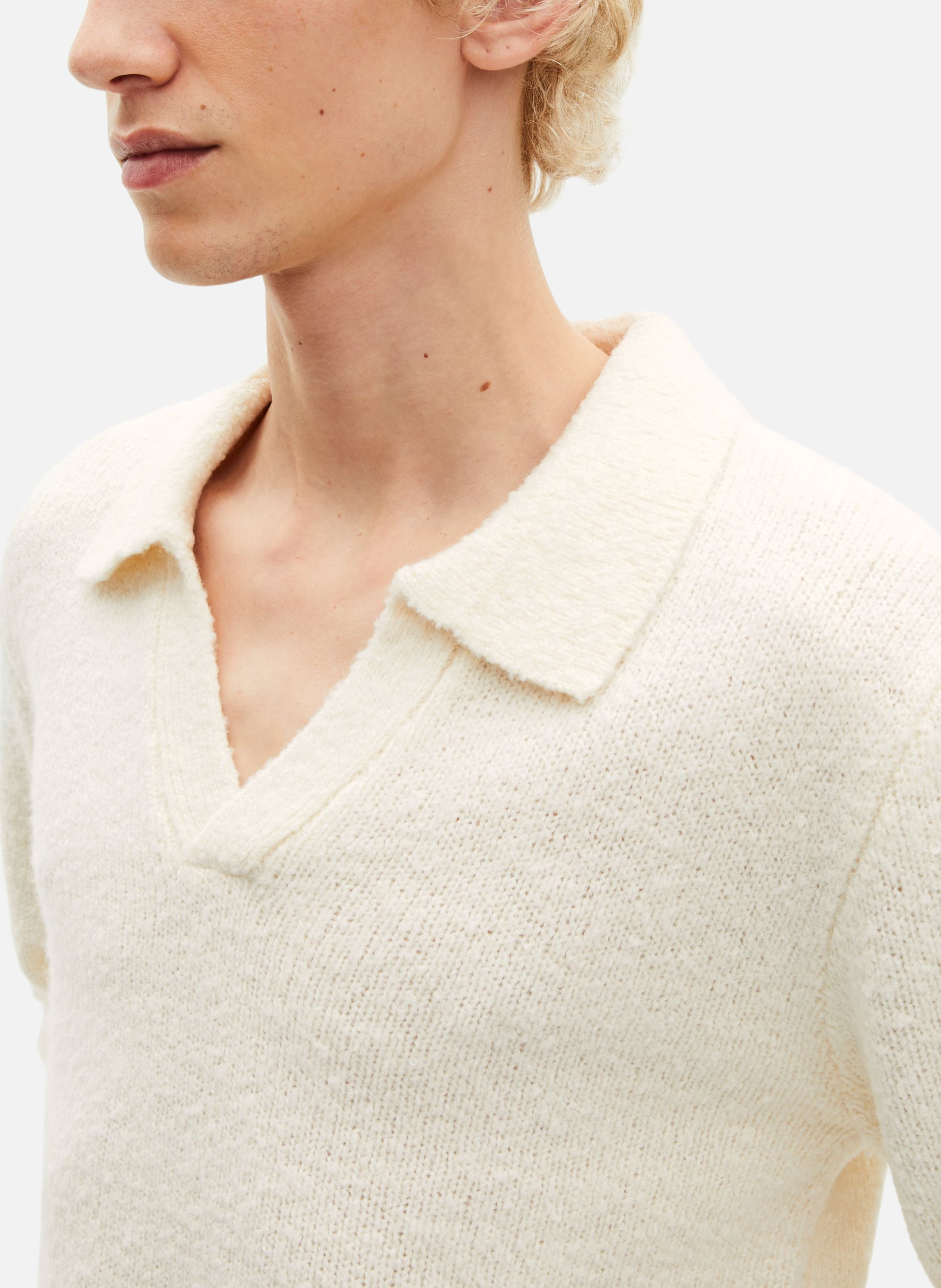 Pull col tunisien en laine THE KOOPLES Beige
