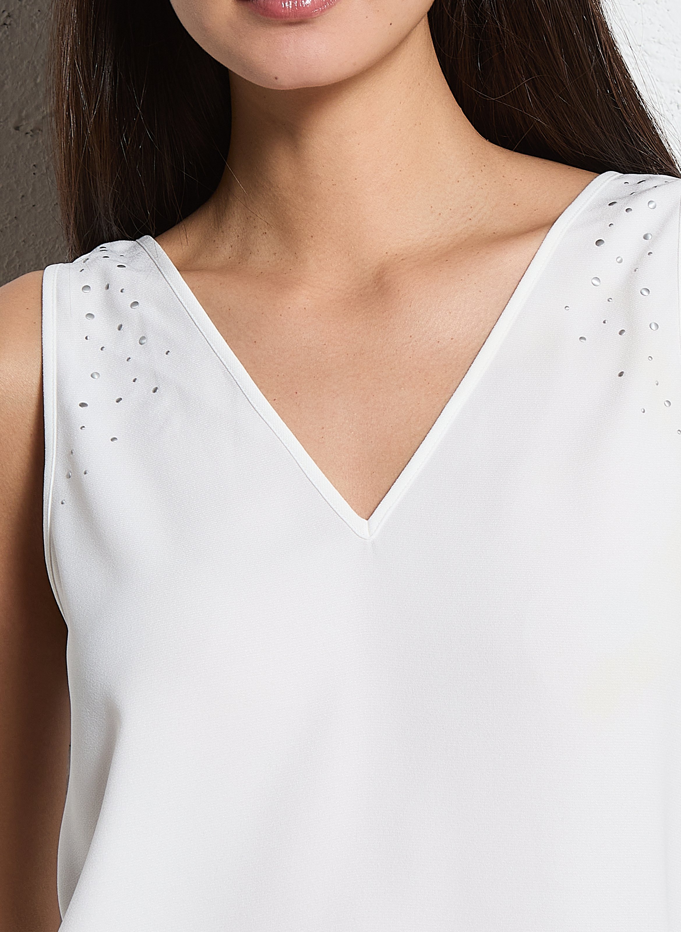 Top col rond à clous IKKS Blanc