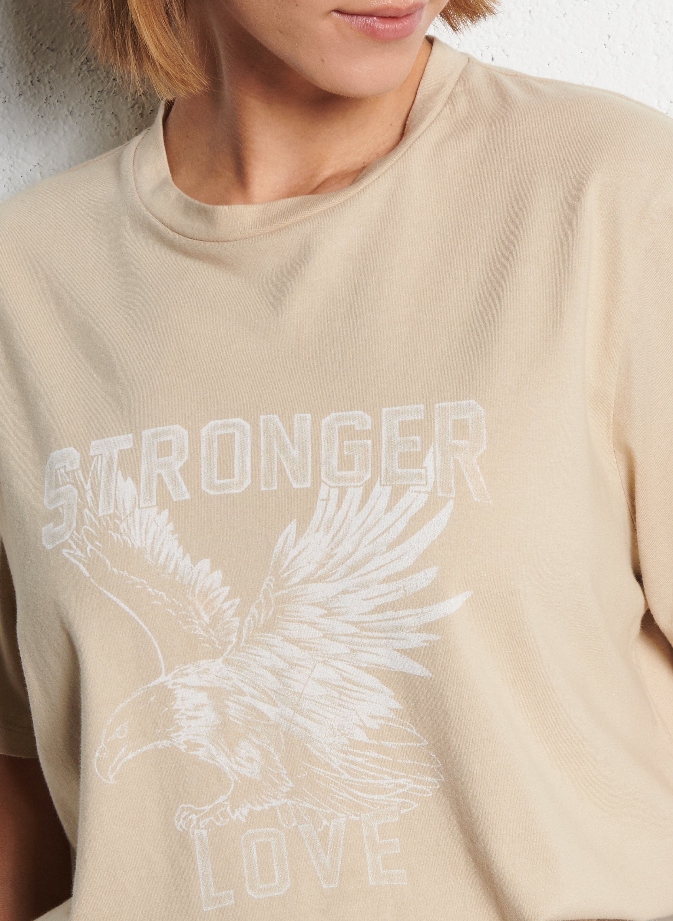 Tee-shirt col rond en coton IKKS Beige