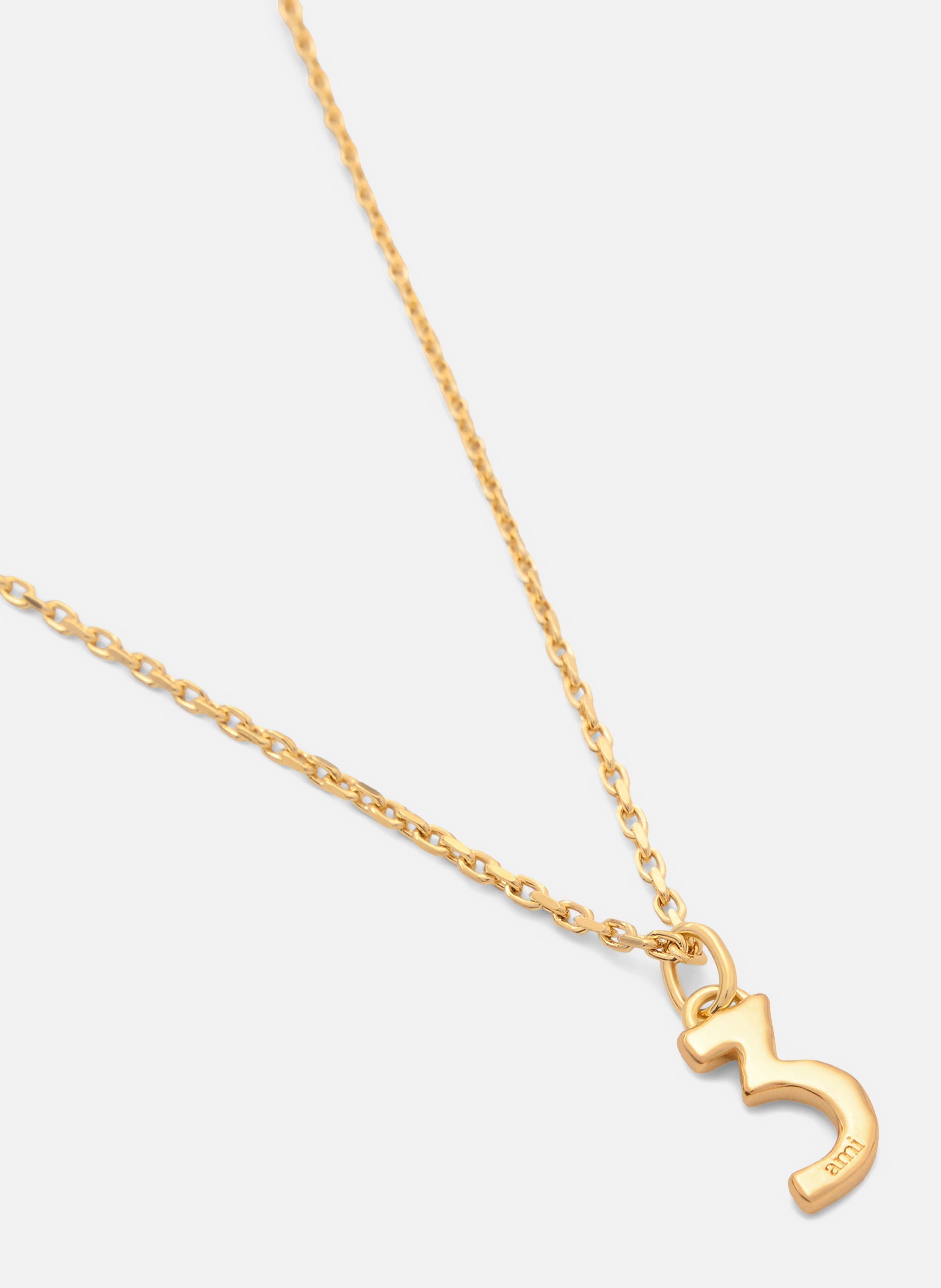 Collier martelé doré pendentif "3" unisexe en laiton AMI PARIS Jaune