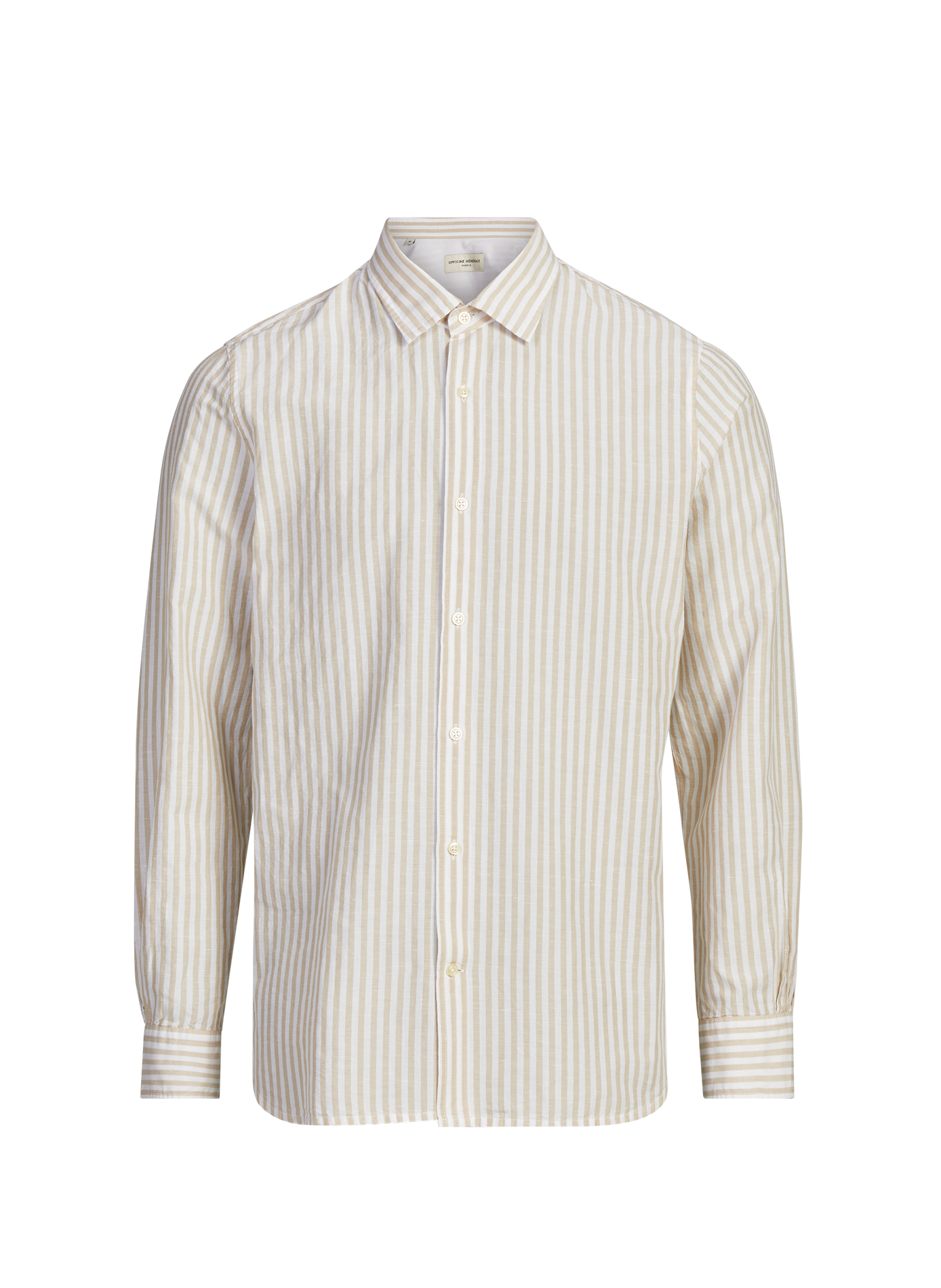 Chemise à rayures en coton et lin OFFICINE GENERALE Beige