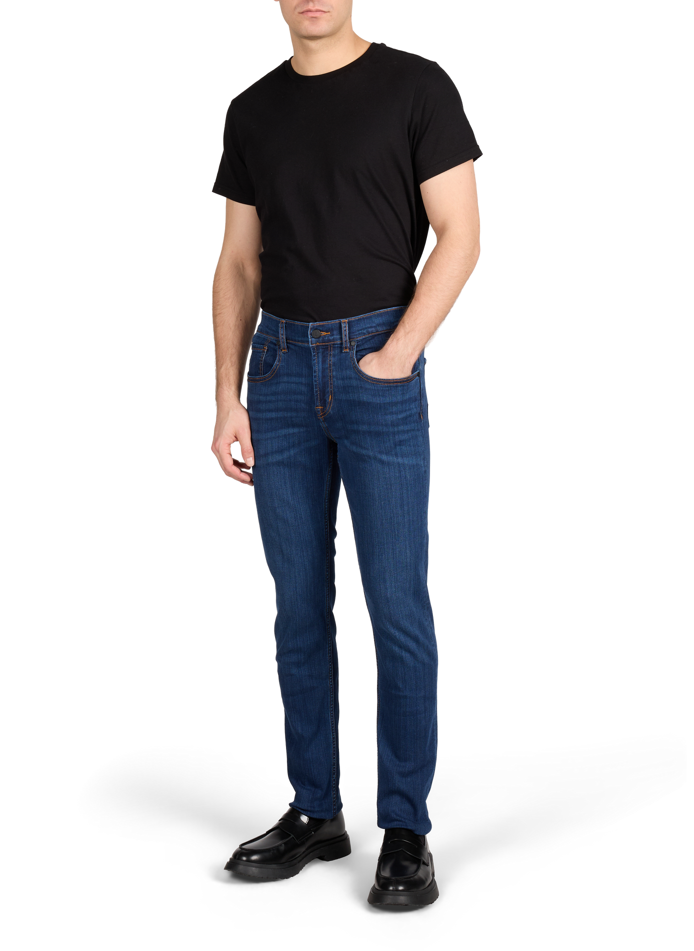 Jean slim en coton mélangé 7 FOR ALL MANKIND Bleu