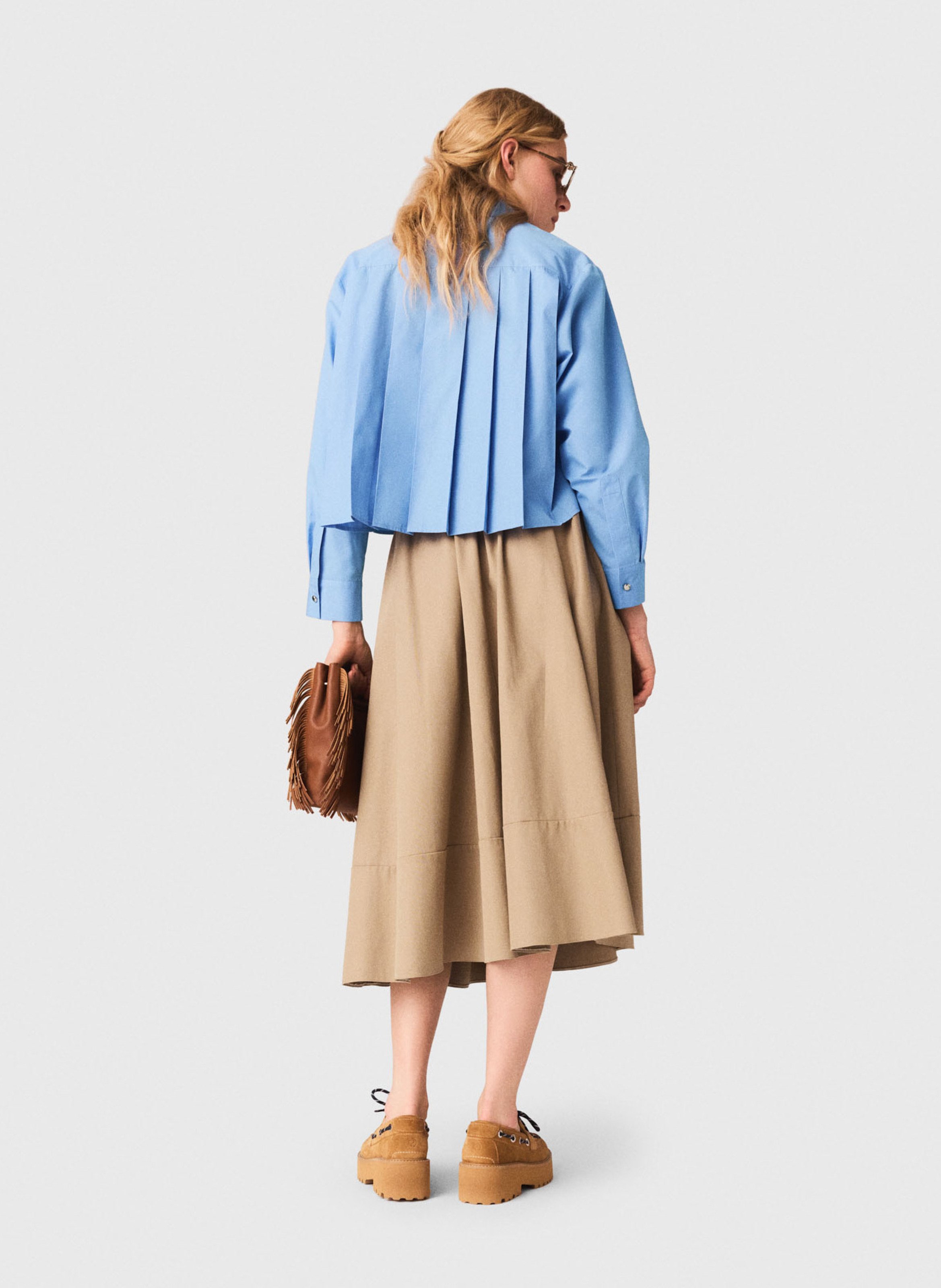 Chemise oversize courte col classique MAJE Bleu