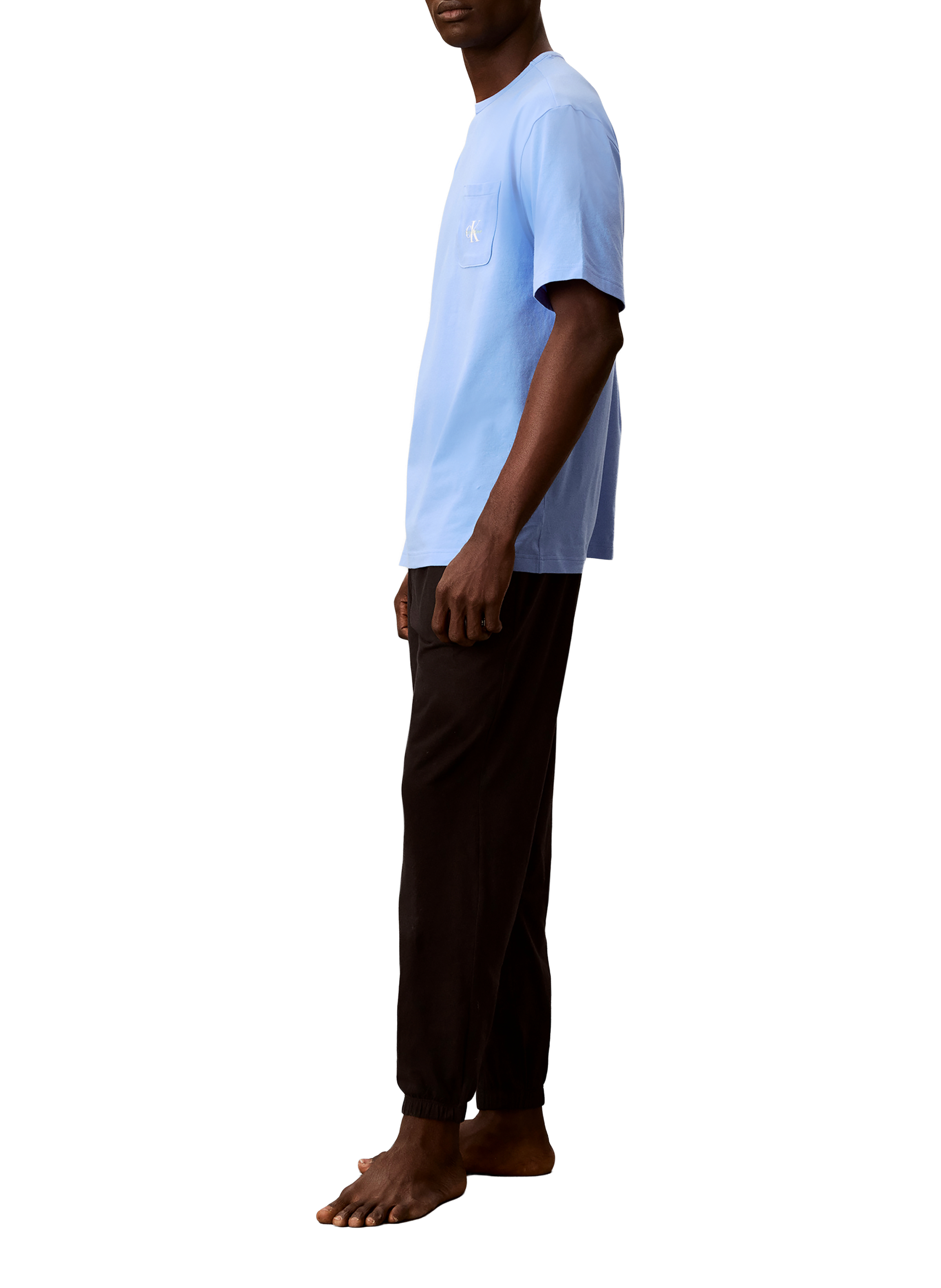 Cotton-blend round-neck T-shirt CALVIN KLEIN Blue