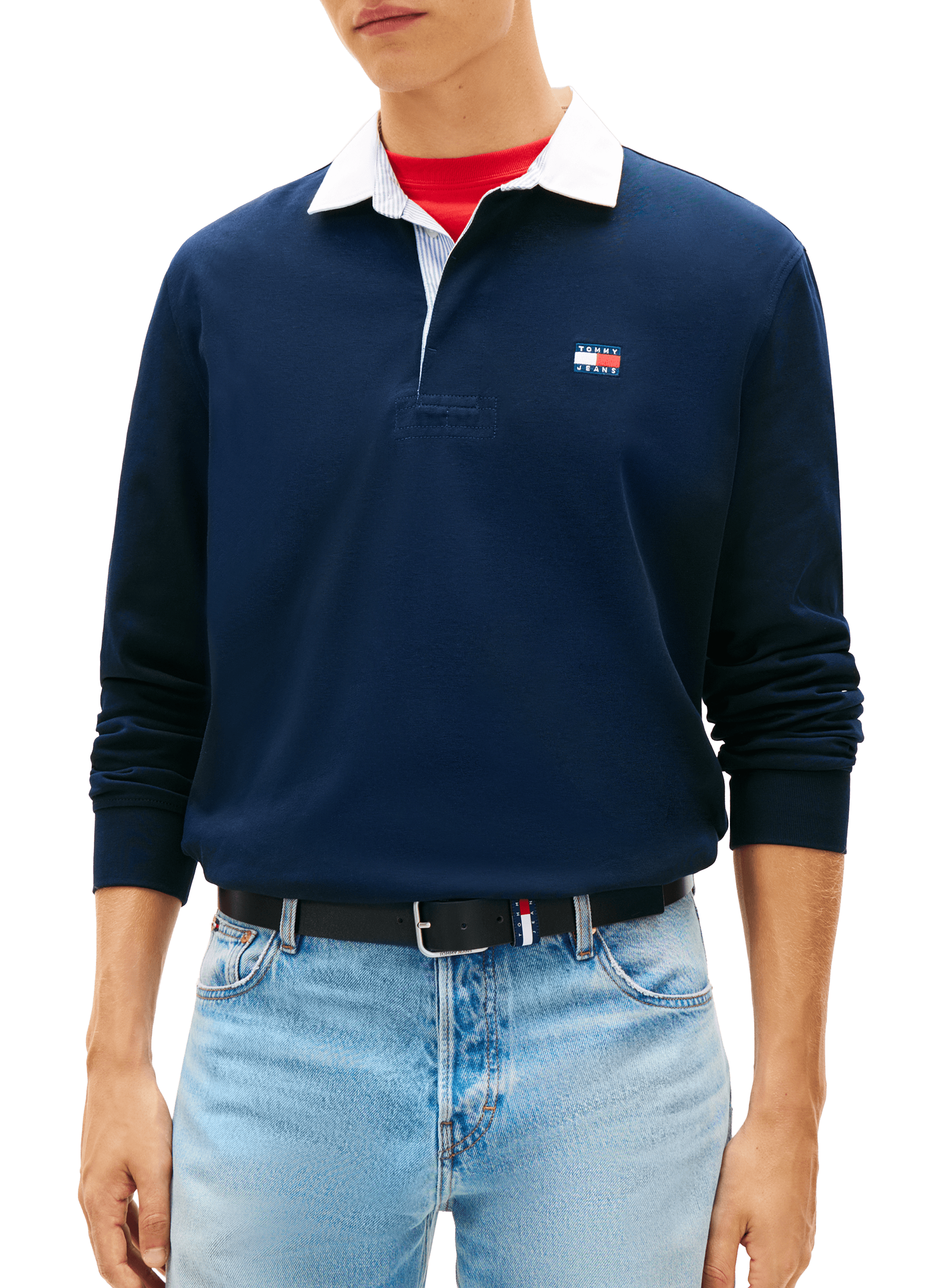 Long-sleeved cotton polo shirt TOMMY HILFIGER Blue