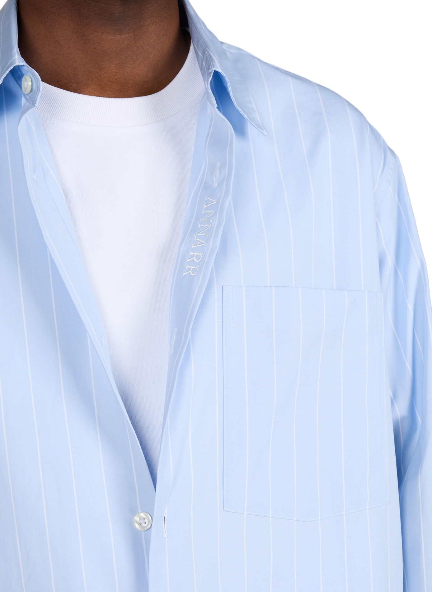 Chemise col classique à rayures en coton ANNARR Bleu