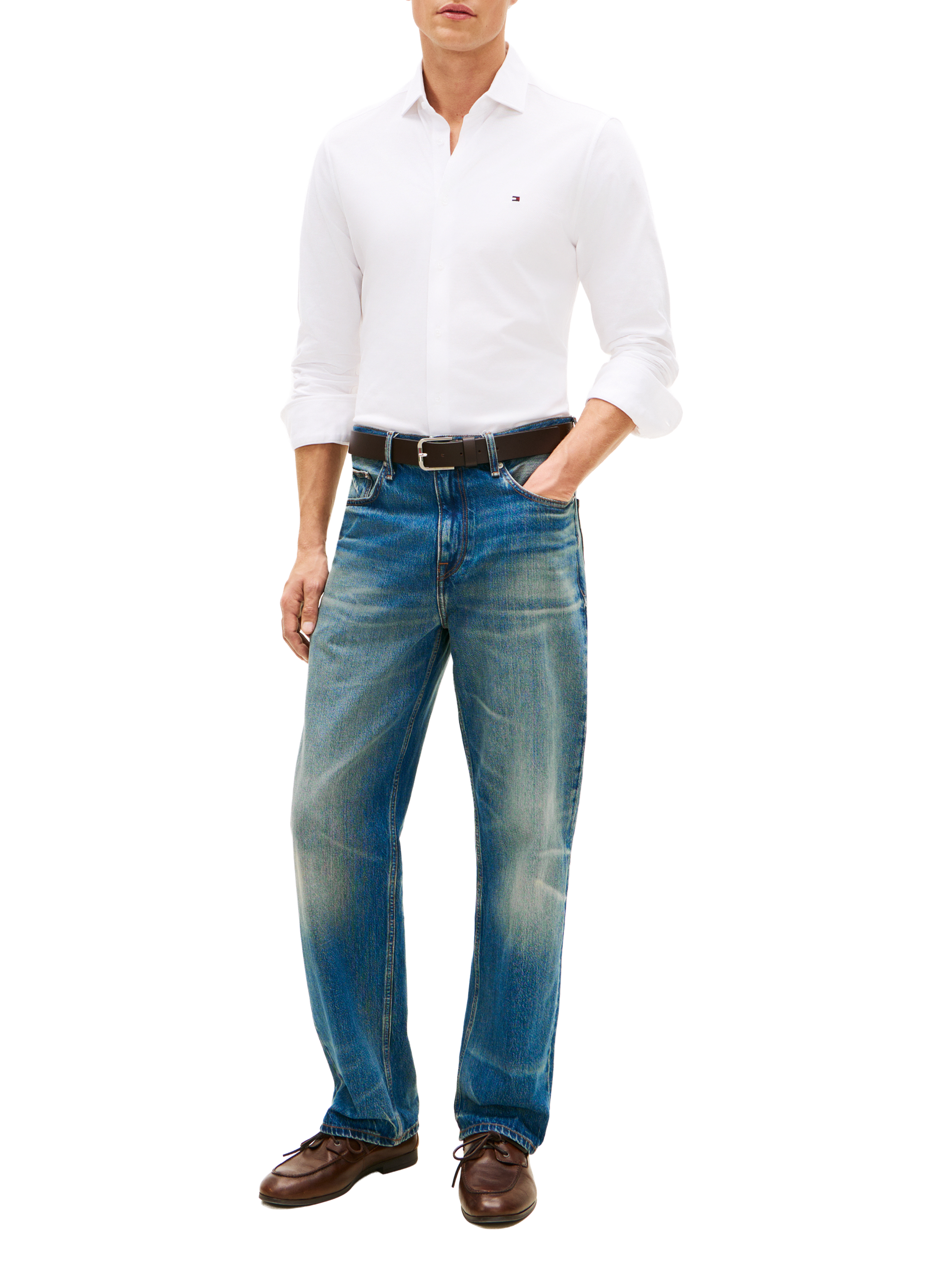 Slim logo cotton shirt TOMMY HILFIGER White