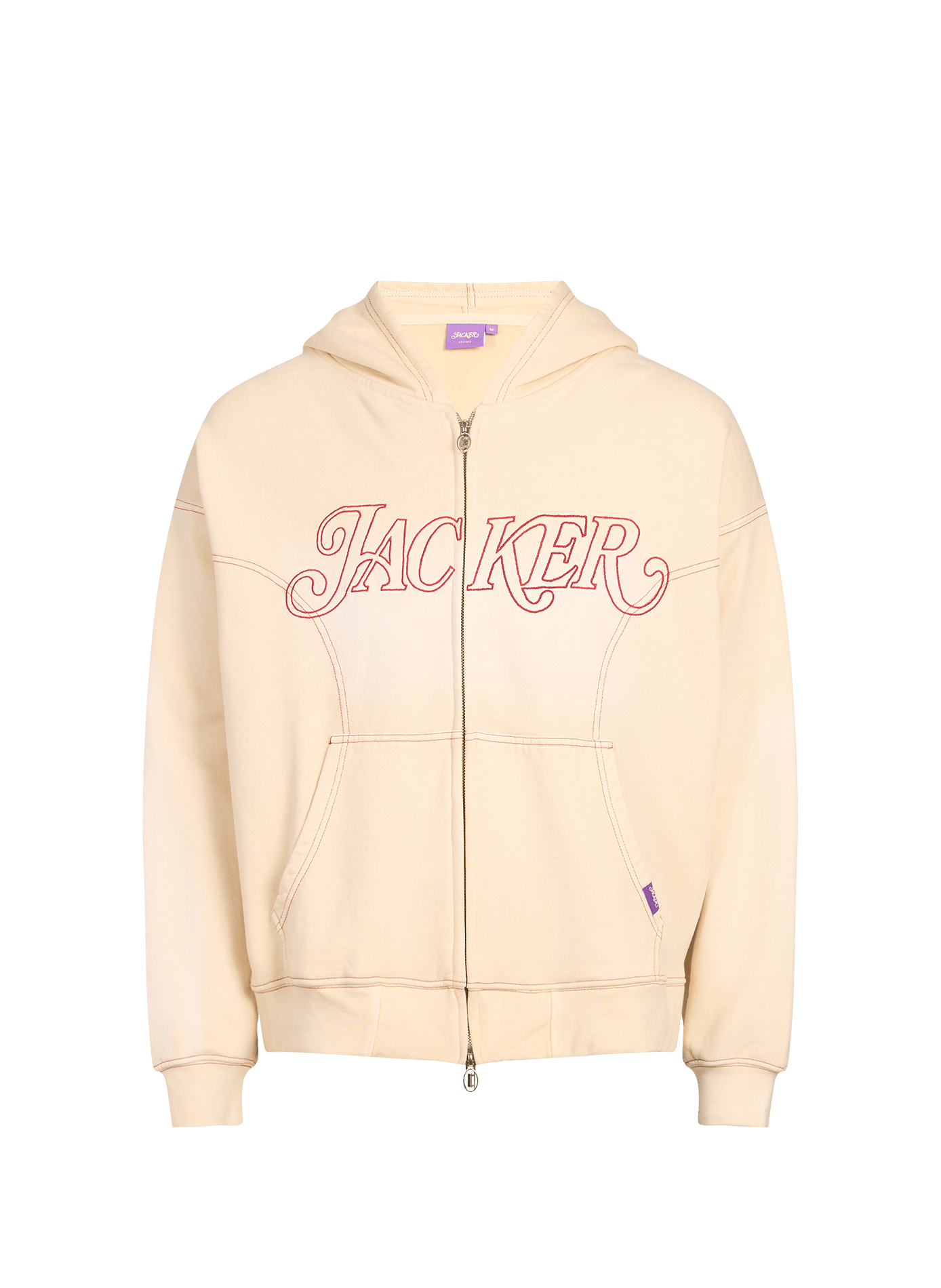 Zip-up hoodie with cotton embroidery JACKER. Beige