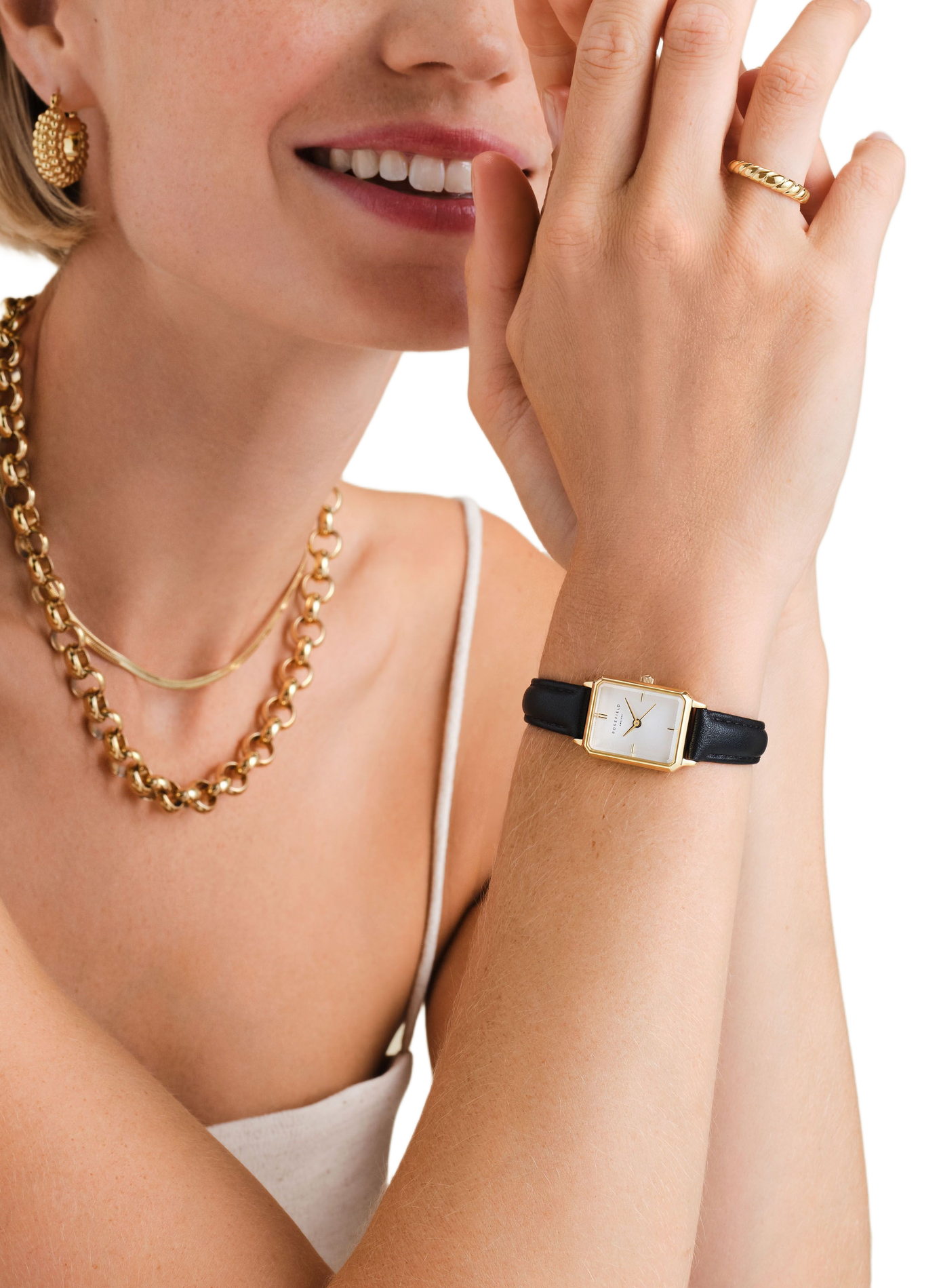 Montre analogique Octagon Xs en cuir ROSEFIELD Blanc